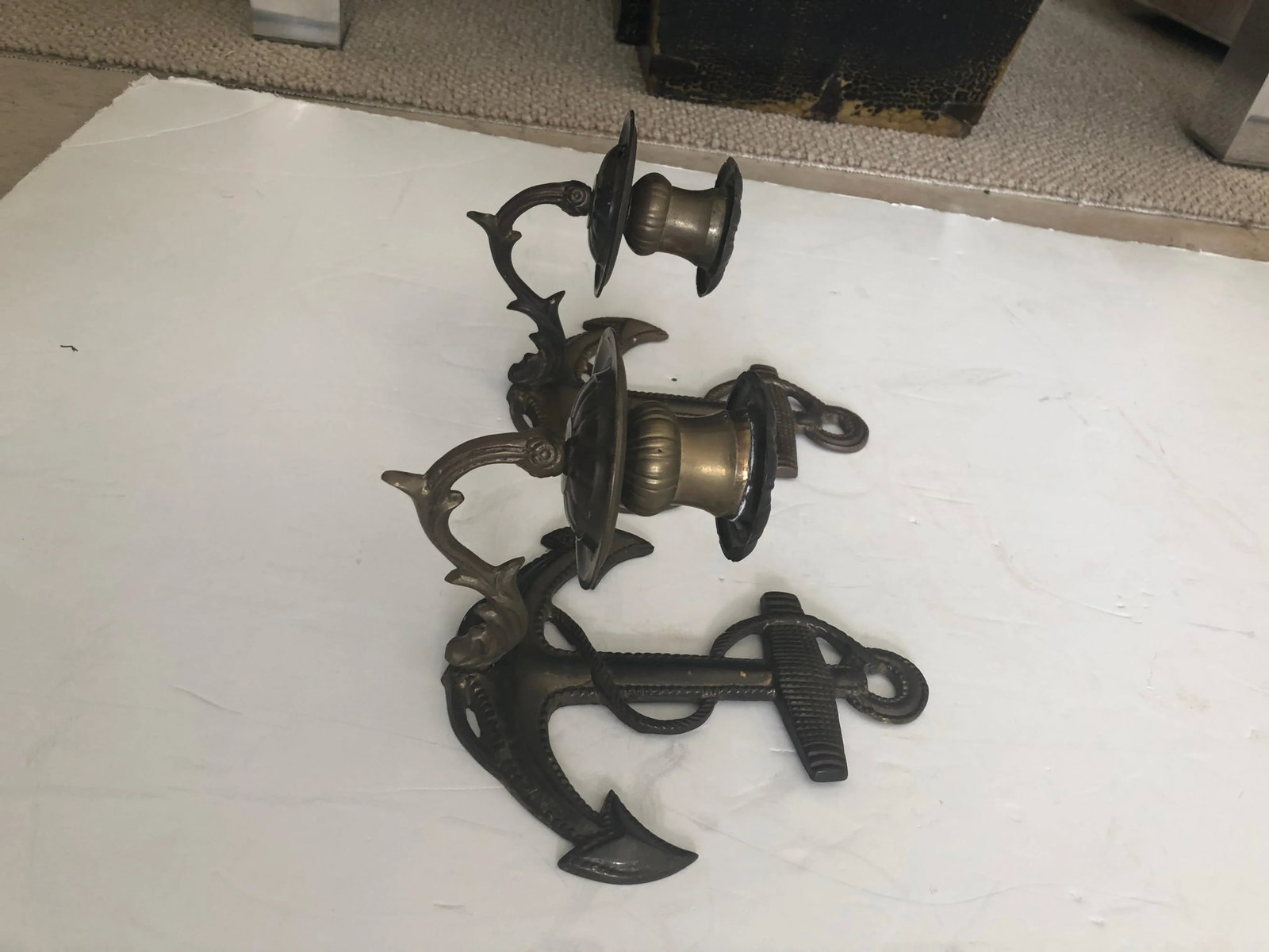 Nautical Brass Anchor Motife Sconces - a Pair - 6