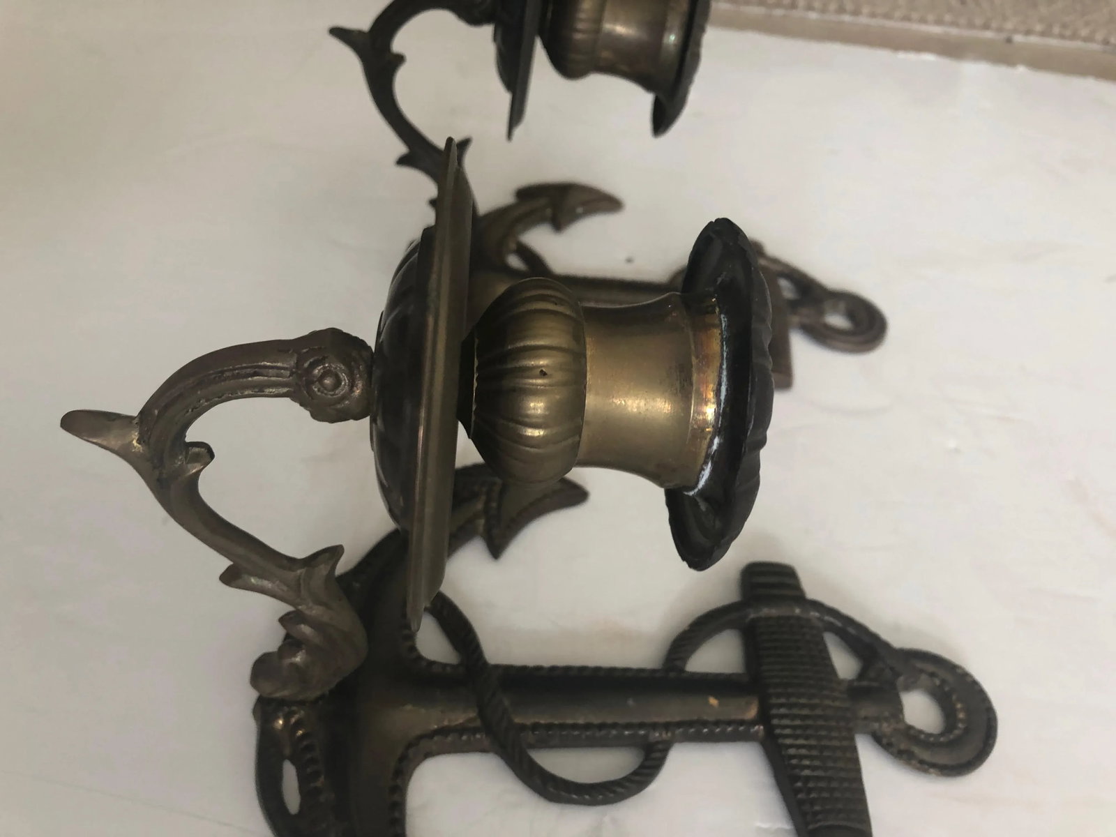 Nautical Brass Anchor Motife Sconces - a Pair - 8