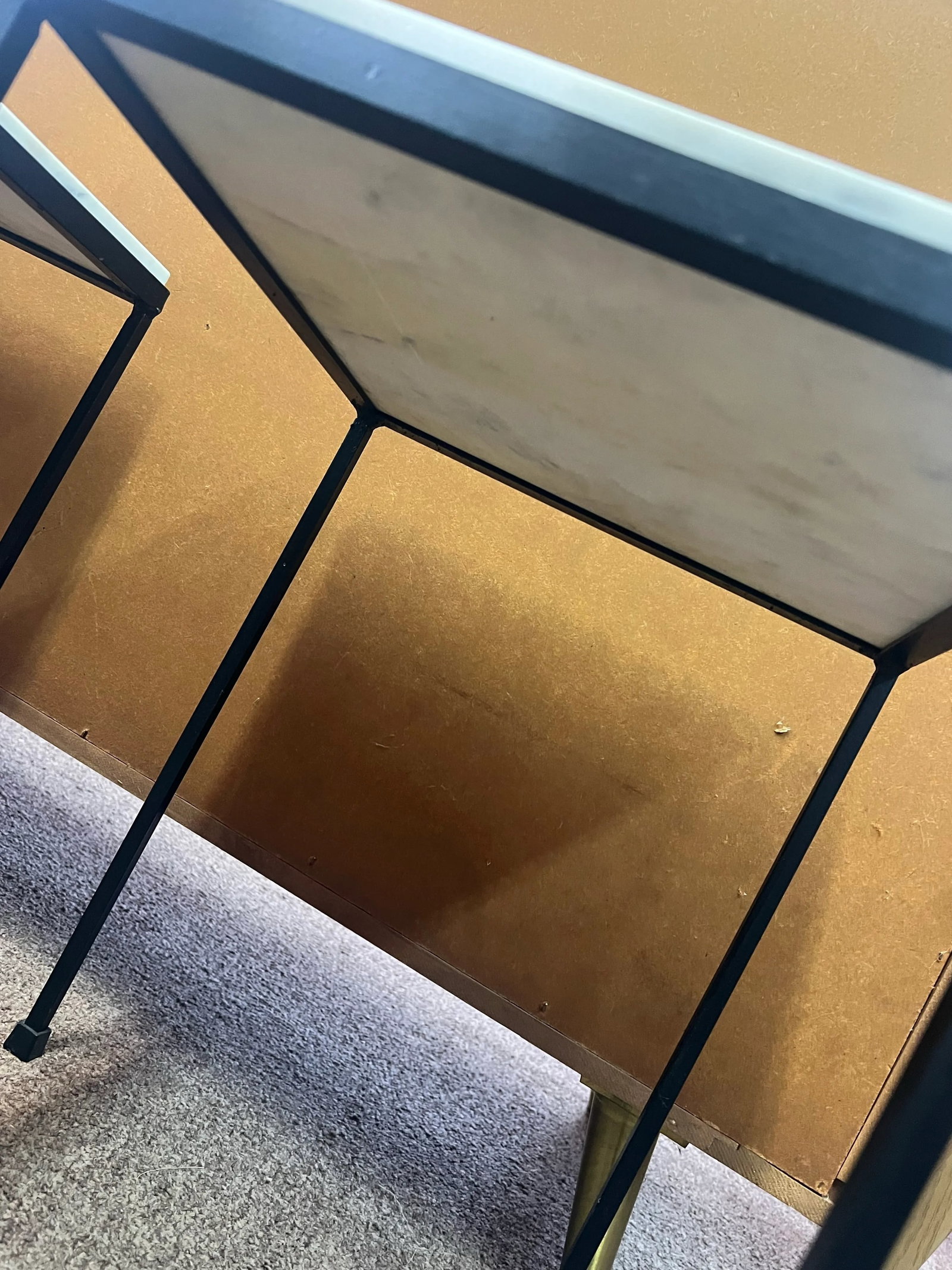 Circa 1950s Small Scale Wrought Iron Marble Top Side Tables - A Pair - 7