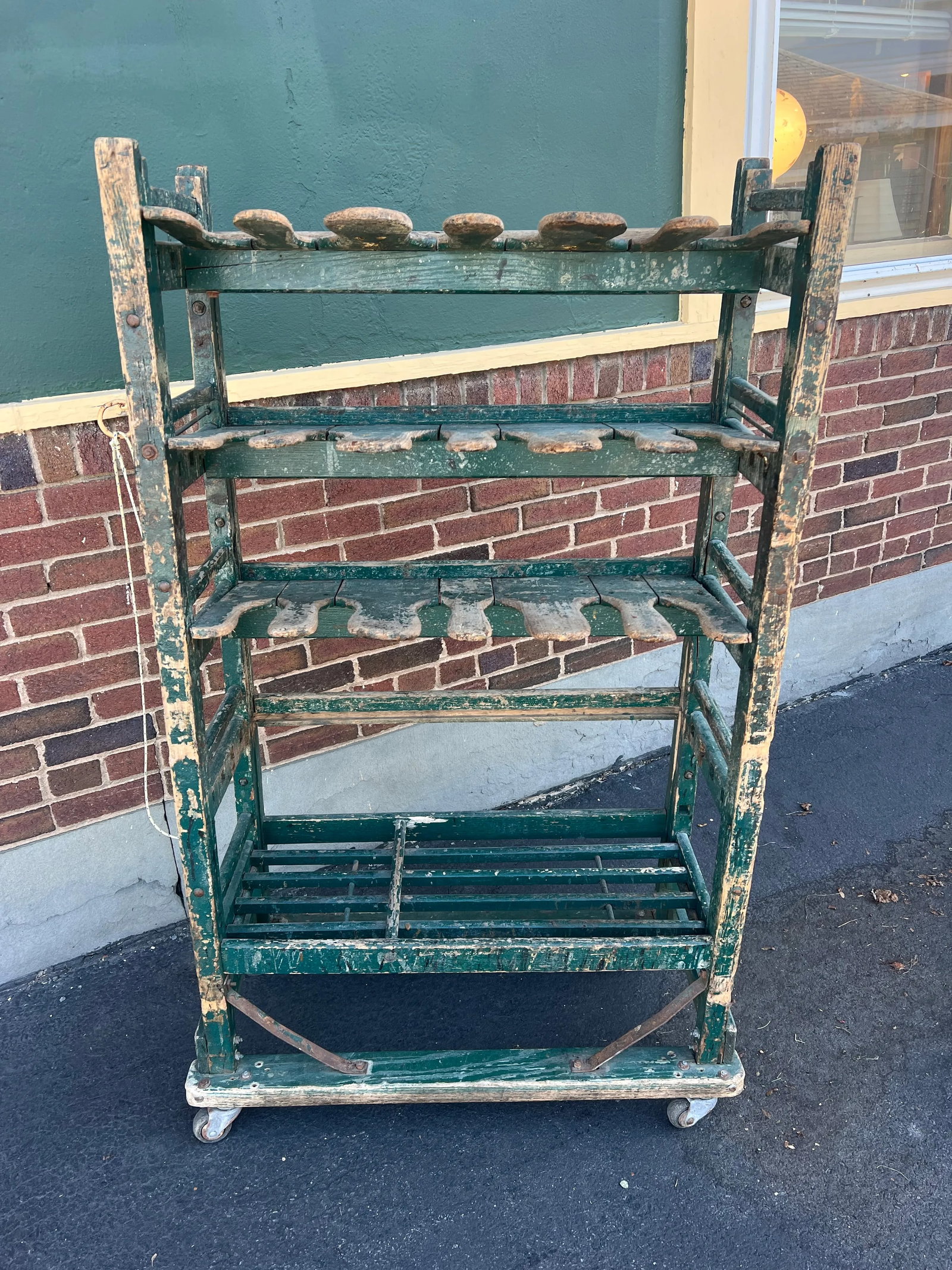 Antique Endicott Johnson Industrial Wooden Shoe Storage Rack Cabinet - 2
