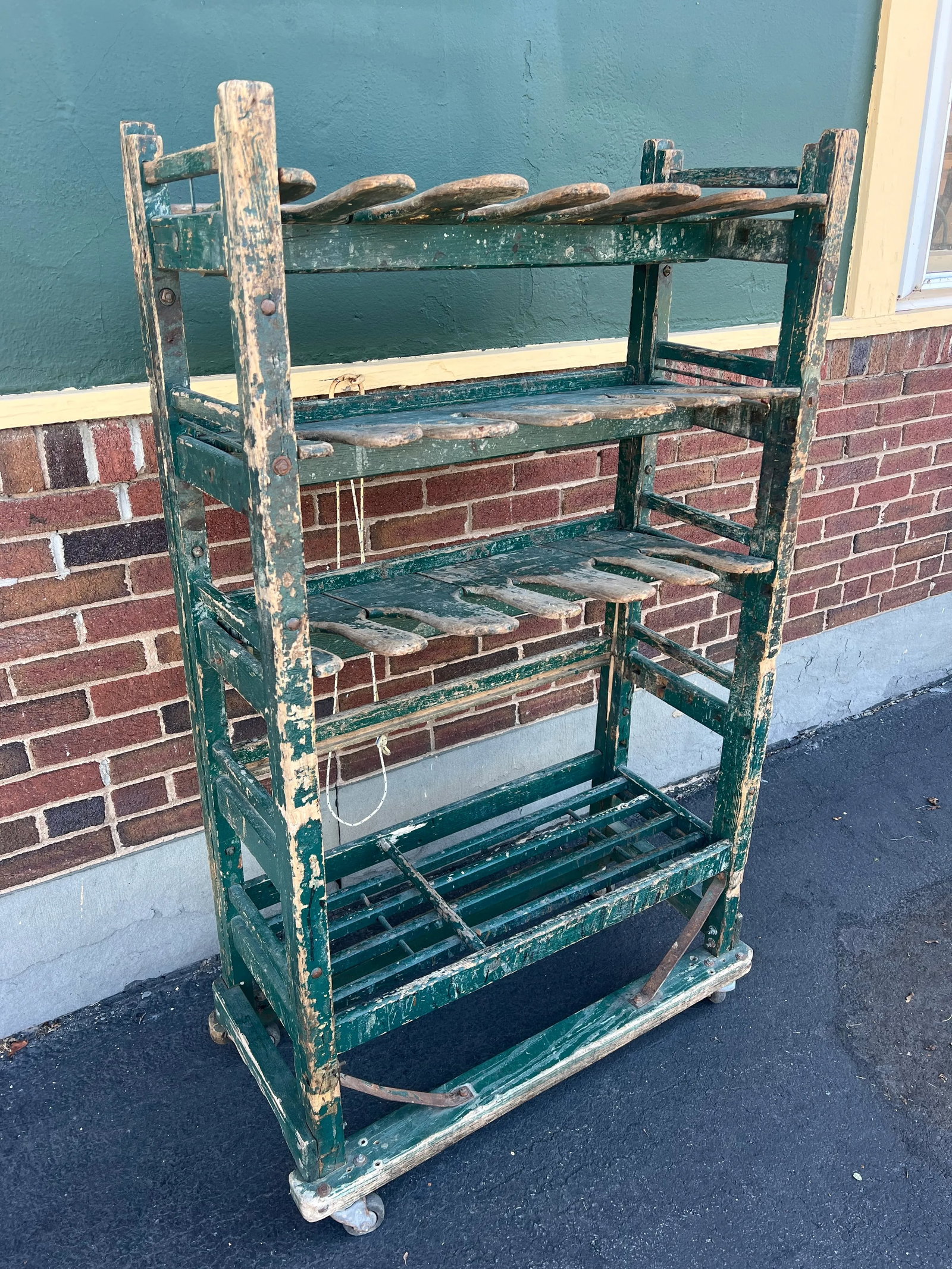 Antique Endicott Johnson Industrial Wooden Shoe Storage Rack Cabinet - 4