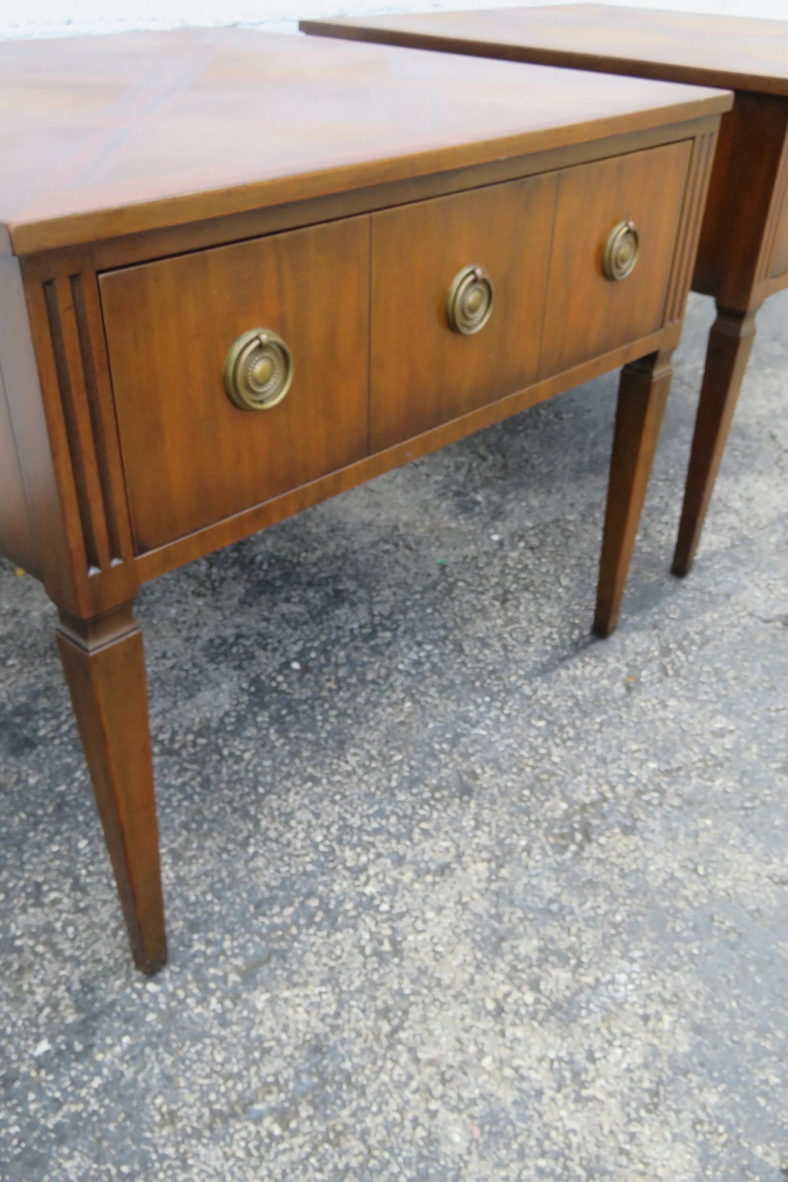 Kittinger Parquet Top Mid Century Modern Side End Bedside Tables a Pair 6060 - 10