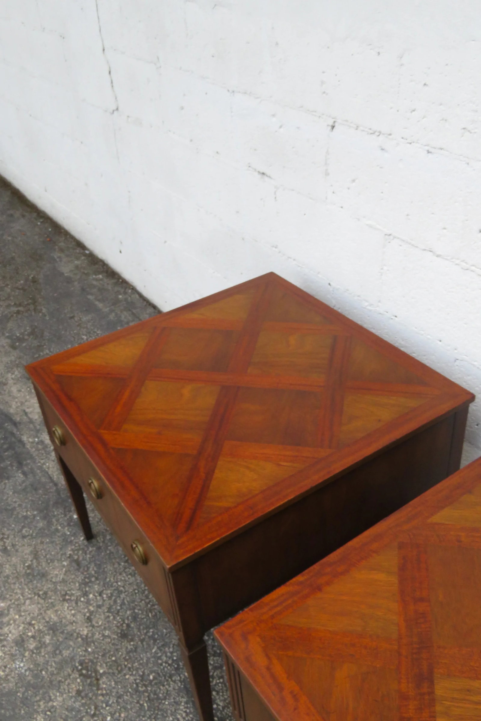 Kittinger Parquet Top Mid Century Modern Side End Bedside Tables a Pair 6060 - 14