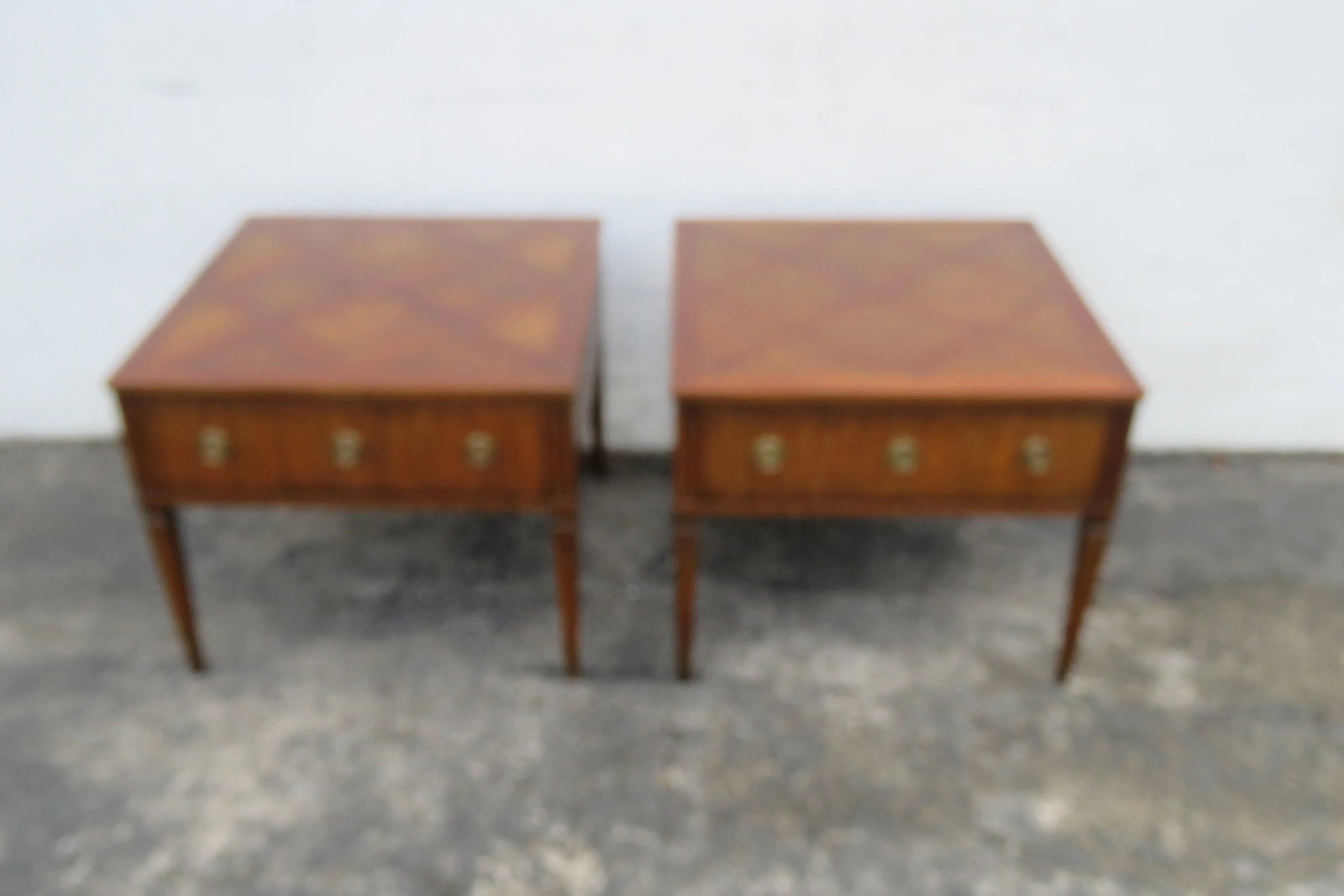 Kittinger Parquet Top Mid Century Modern Side End Bedside Tables a Pair 6060 - 16