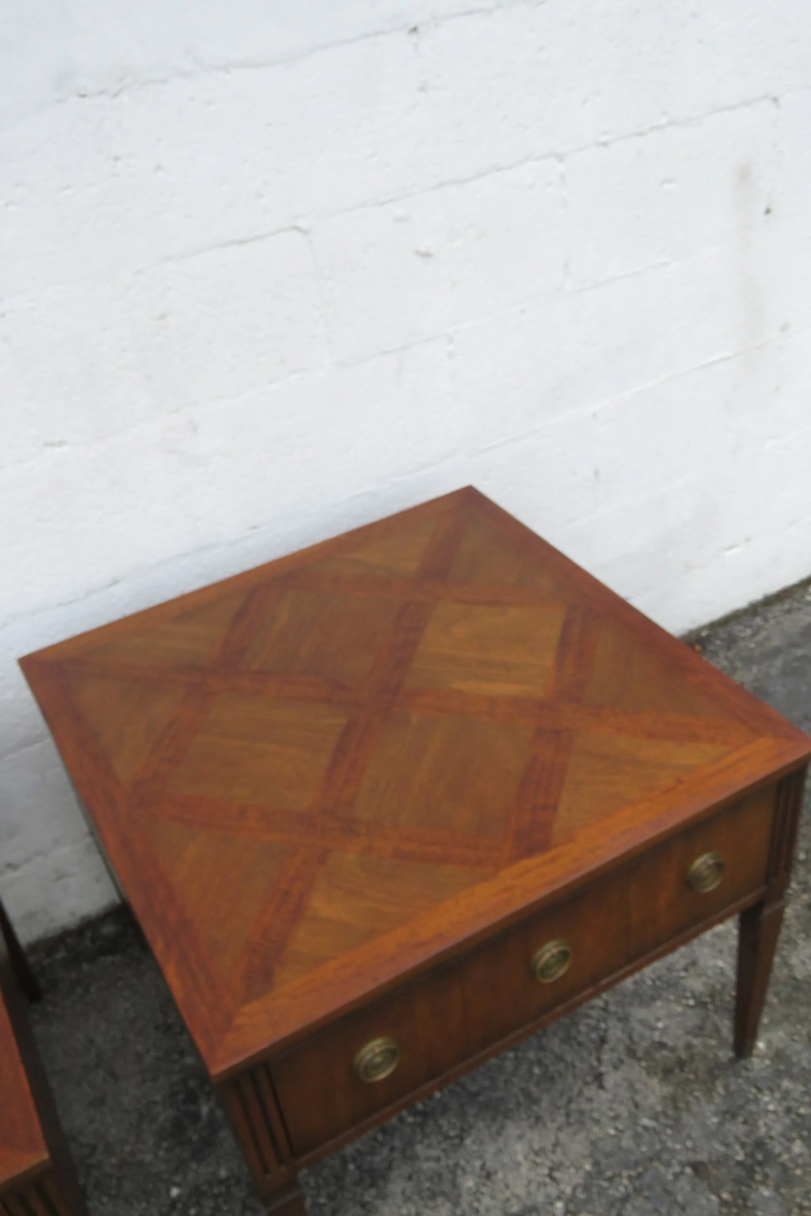 Kittinger Parquet Top Mid Century Modern Side End Bedside Tables a Pair 6060 - 17