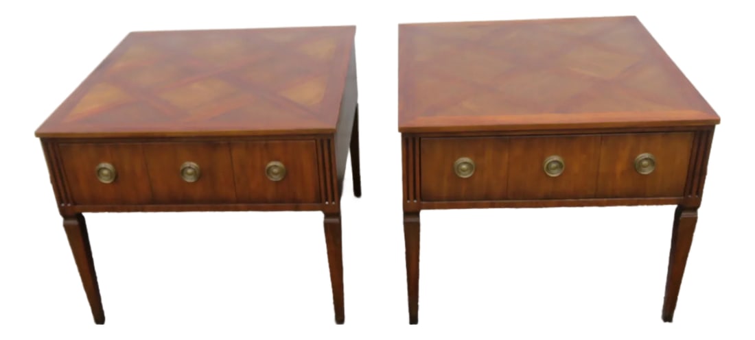 Kittinger Parquet Top Mid Century Modern Side End Bedside Tables a Pair 6060 (1 of 18)