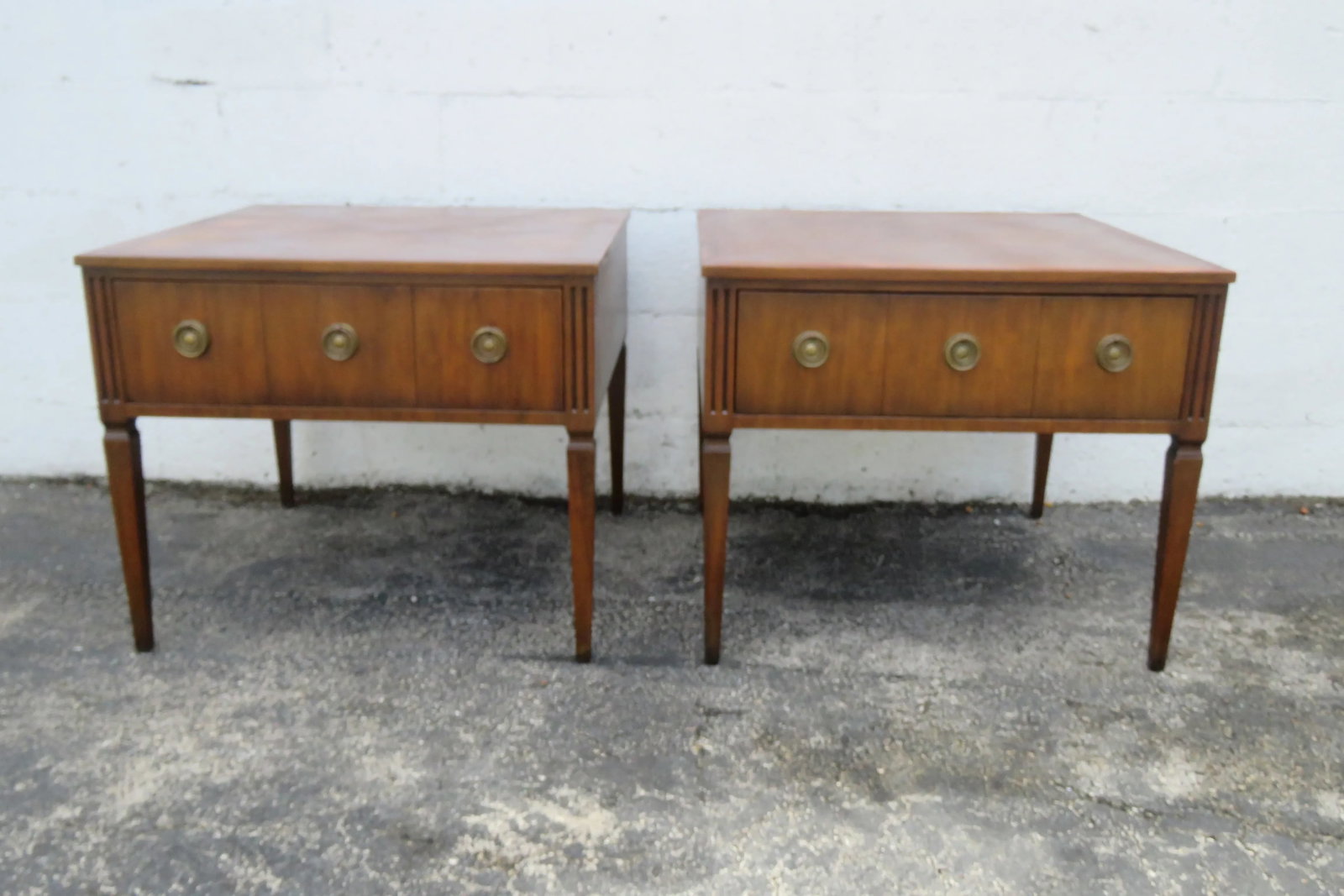 Kittinger Parquet Top Mid Century Modern Side End Bedside Tables a Pair 6060 - 3