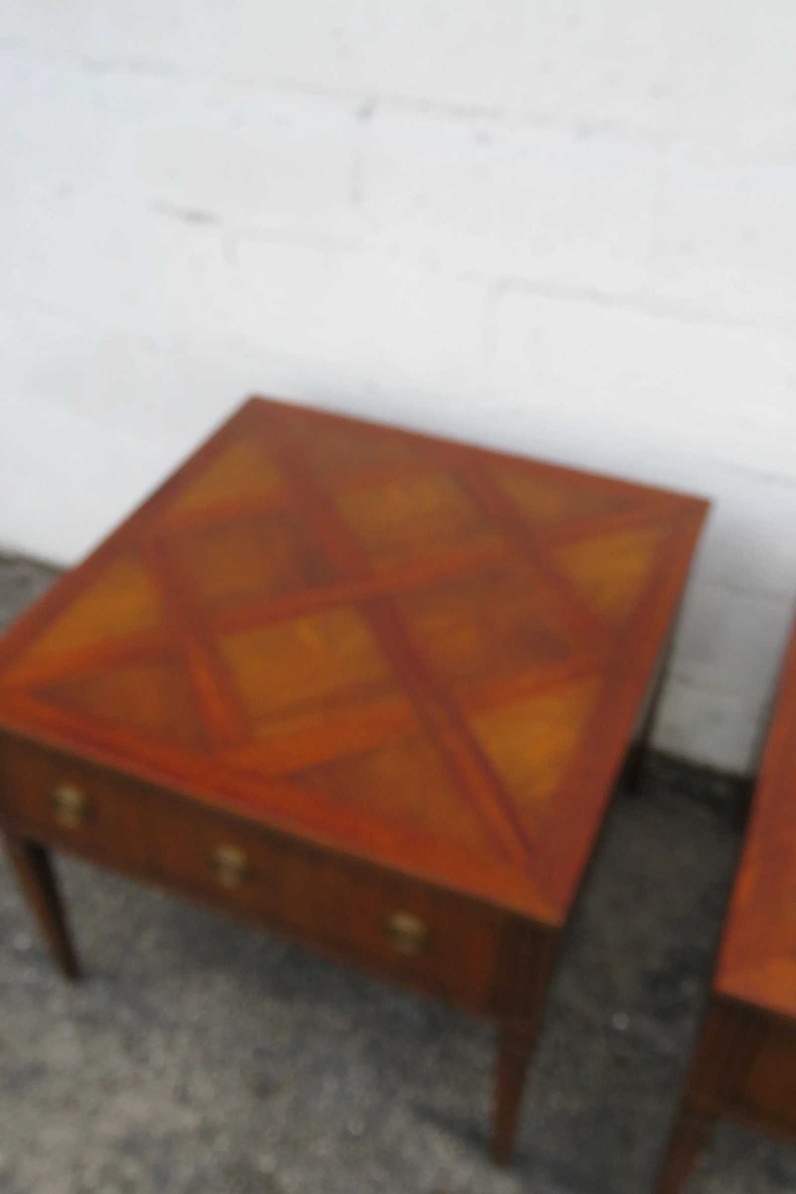 Kittinger Parquet Top Mid Century Modern Side End Bedside Tables a Pair 6060 - 9