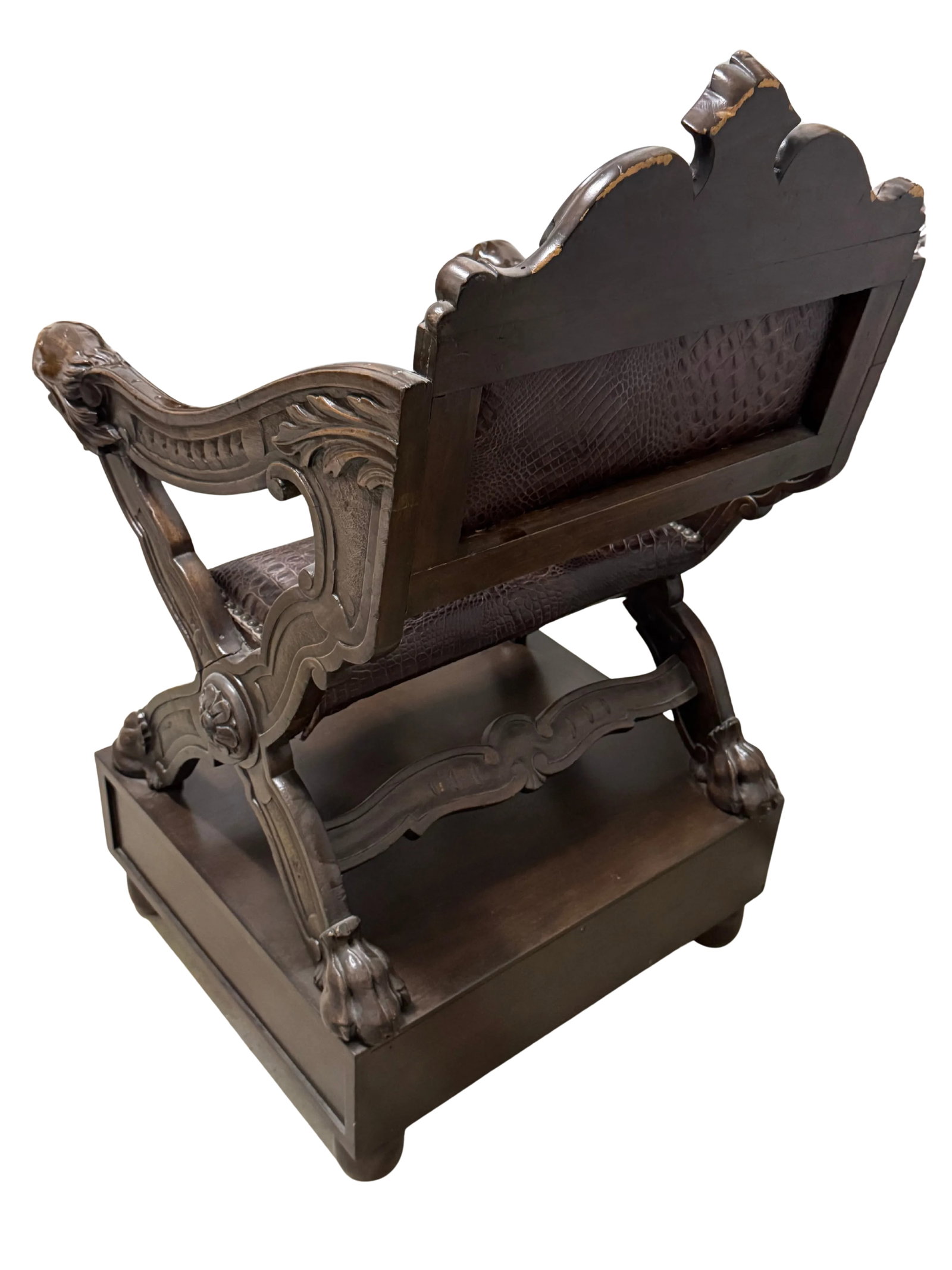 Early 20th Century Carved Dog-Head Savonarola Chair - 11