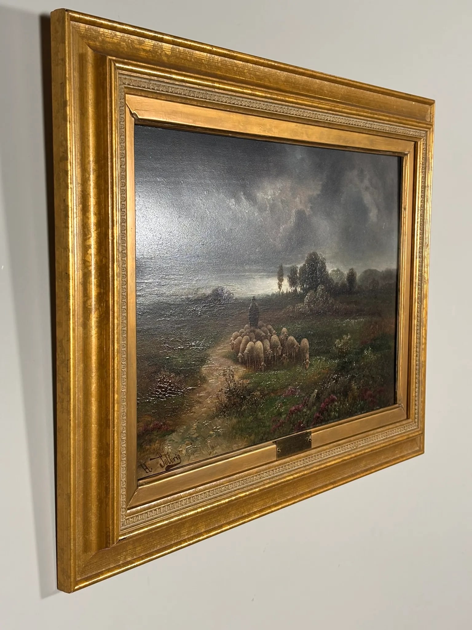 "A Weather Is Coming" Oil on Panel by Herman Solbrig (1853-1942) - 4