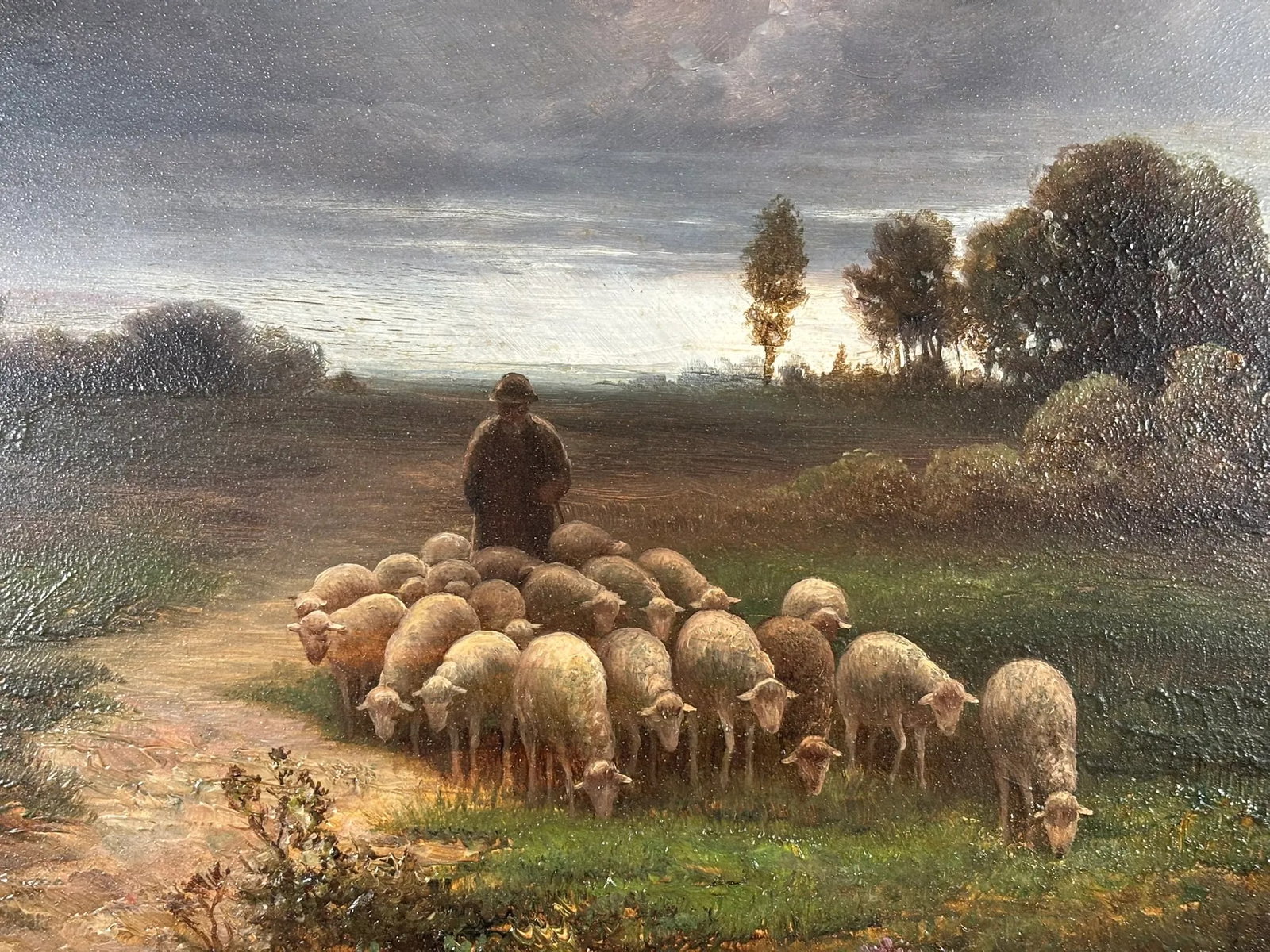"A Weather Is Coming" Oil on Panel by Herman Solbrig (1853-1942) - 7