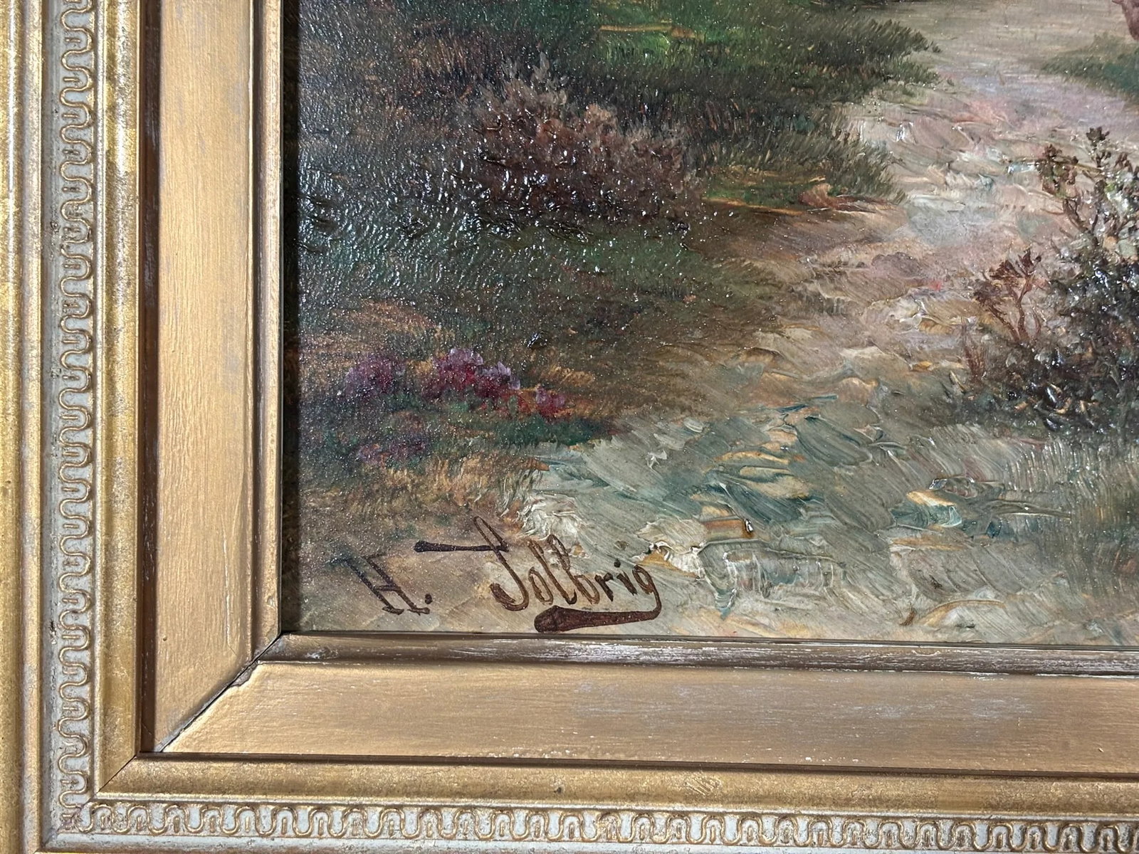"A Weather Is Coming" Oil on Panel by Herman Solbrig (1853-1942) - 8