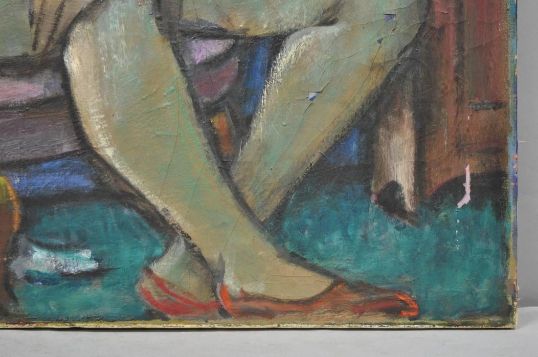 Vintage Samuel Heller "Seated Woman in Undergarments" Oil on Canvas Painting - 5