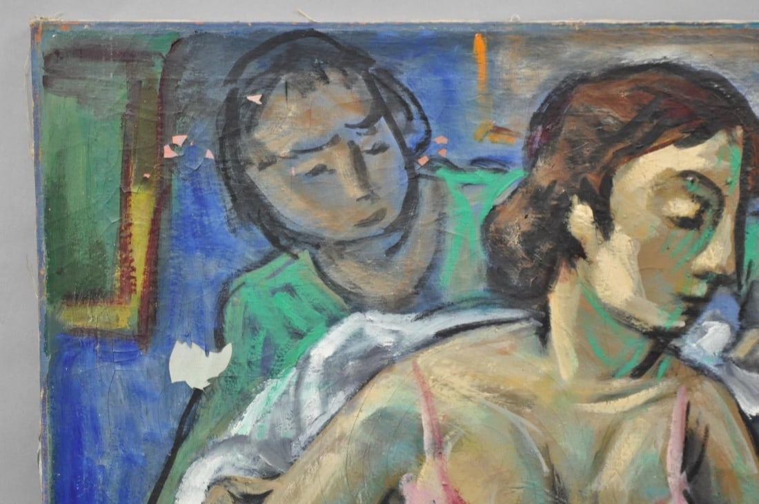 Vintage Samuel Heller "Seated Woman in Undergarments" Oil on Canvas Painting - 7