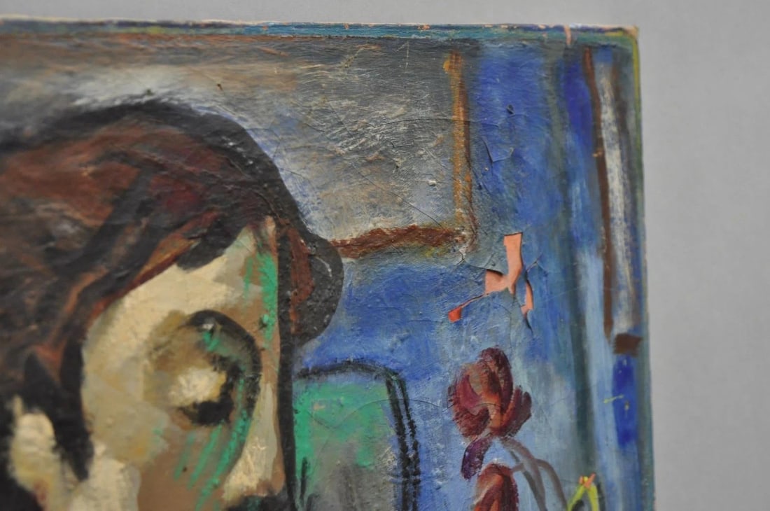 Vintage Samuel Heller "Seated Woman in Undergarments" Oil on Canvas Painting - 8