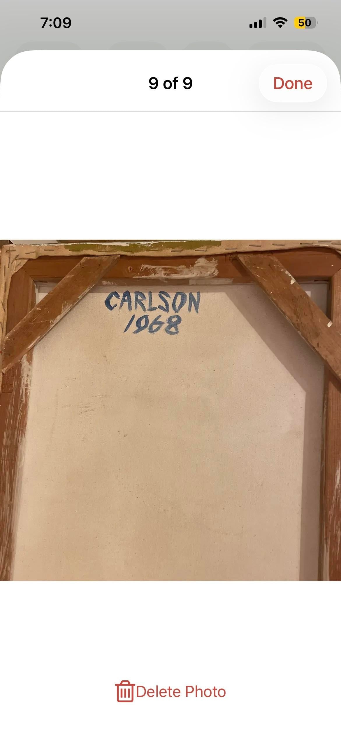 Vintage Abstract Architectural Modern Painting Signed by Carlson - 8