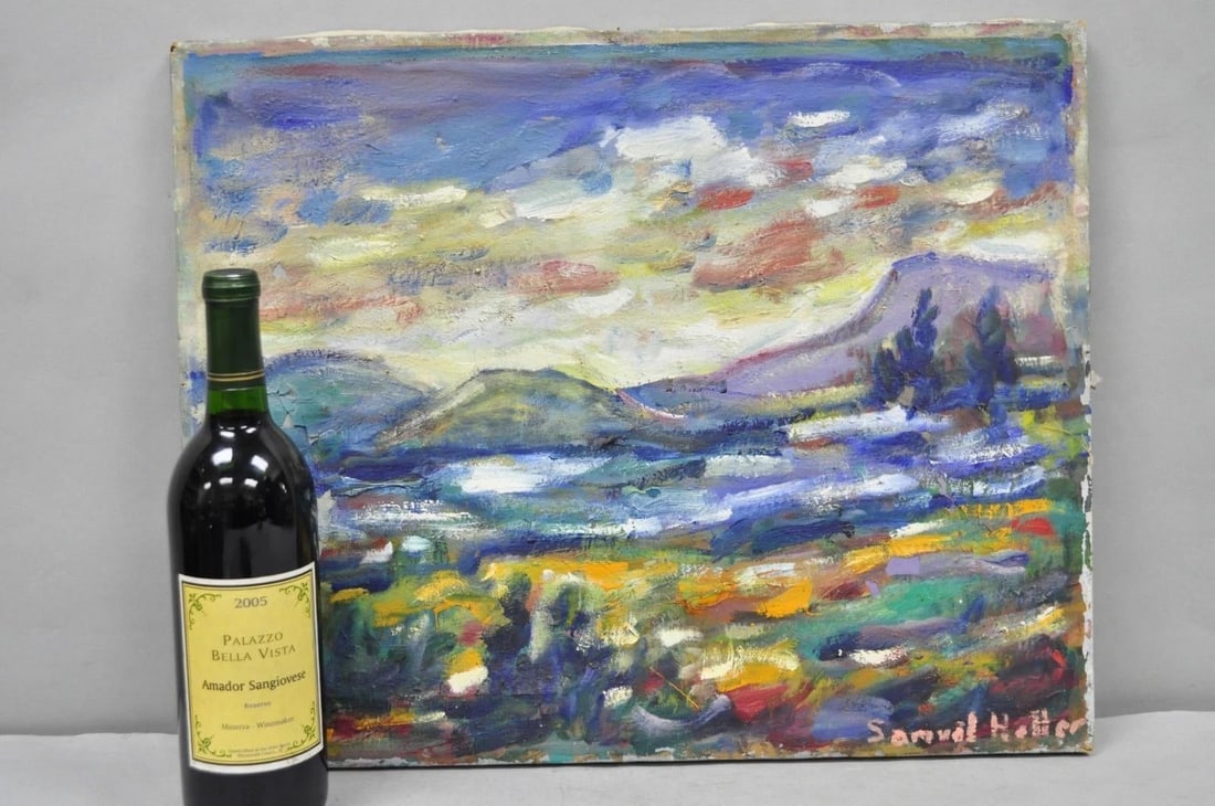 Vintage 1960s Samuel Heller "Mountain Landscape" Oil on Canvas Painting, Signed - 13