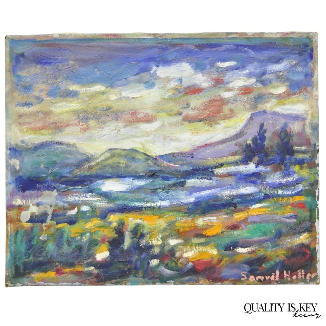 Vintage 1960s Samuel Heller "Mountain Landscape" Oil on Canvas Painting, Signed - 14