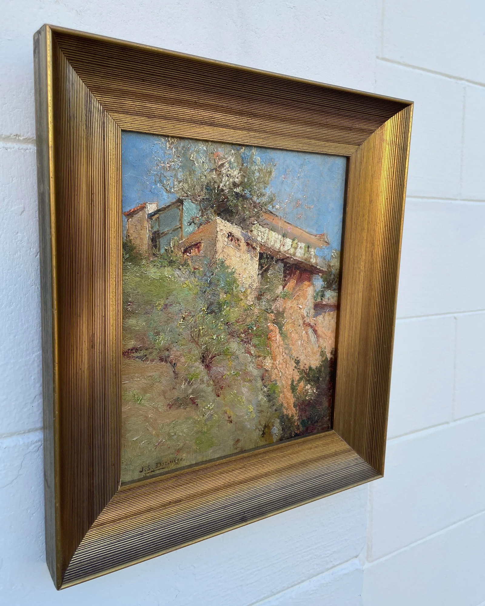 19th Century French Painting of Cliff Side House - 3