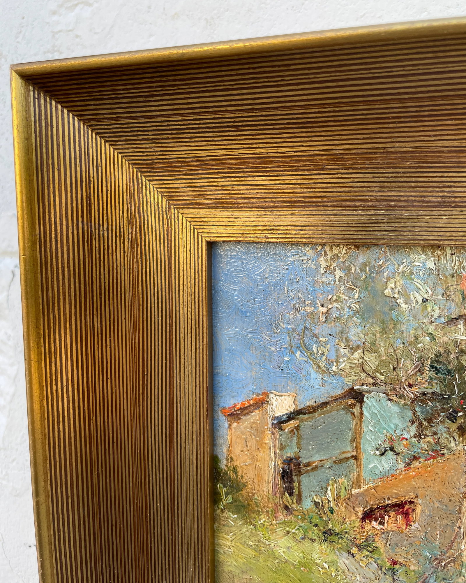 19th Century French Painting of Cliff Side House - 4