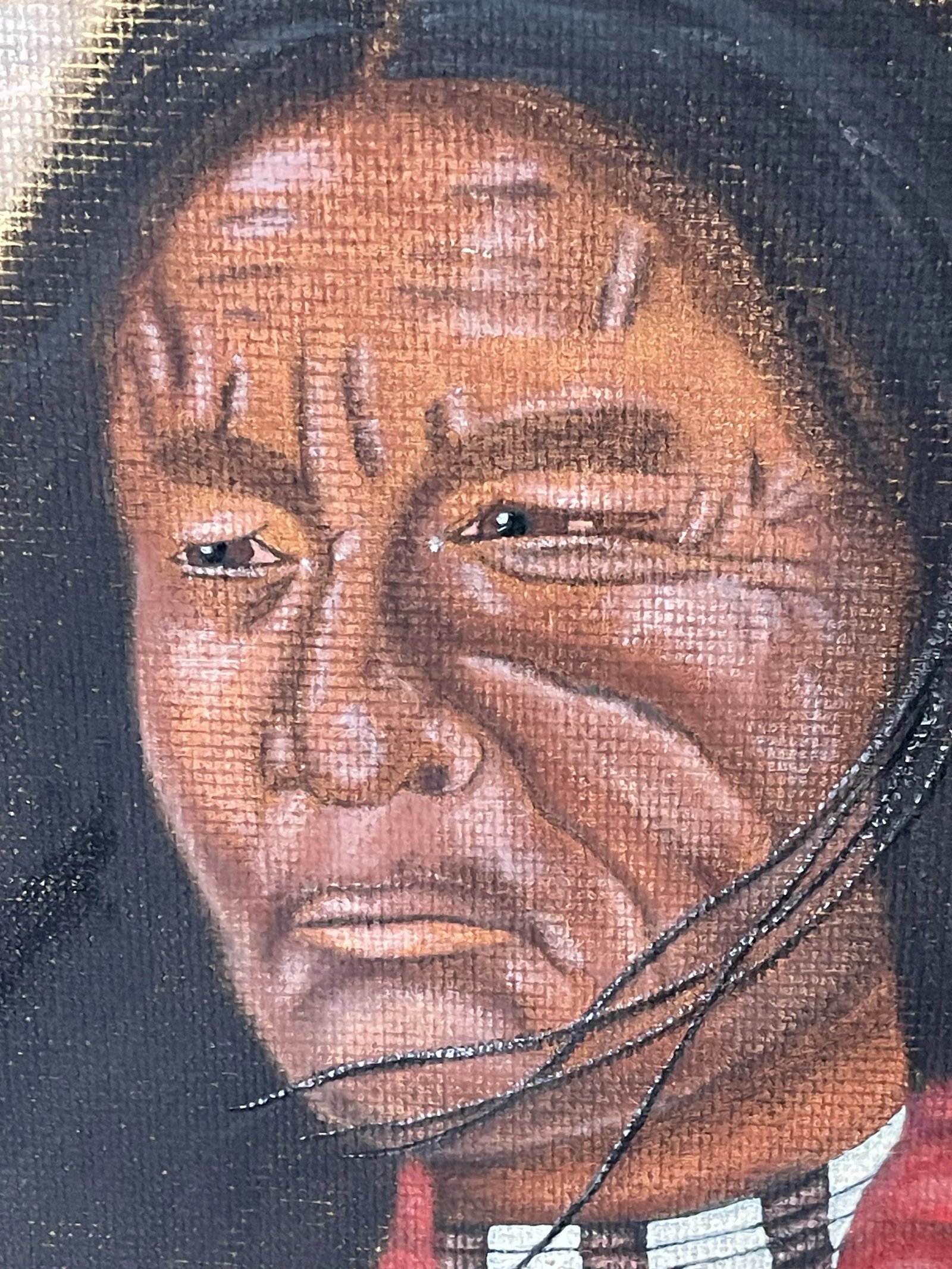 Outsider Folk Art Native American Portrait Signed, Framed - 2