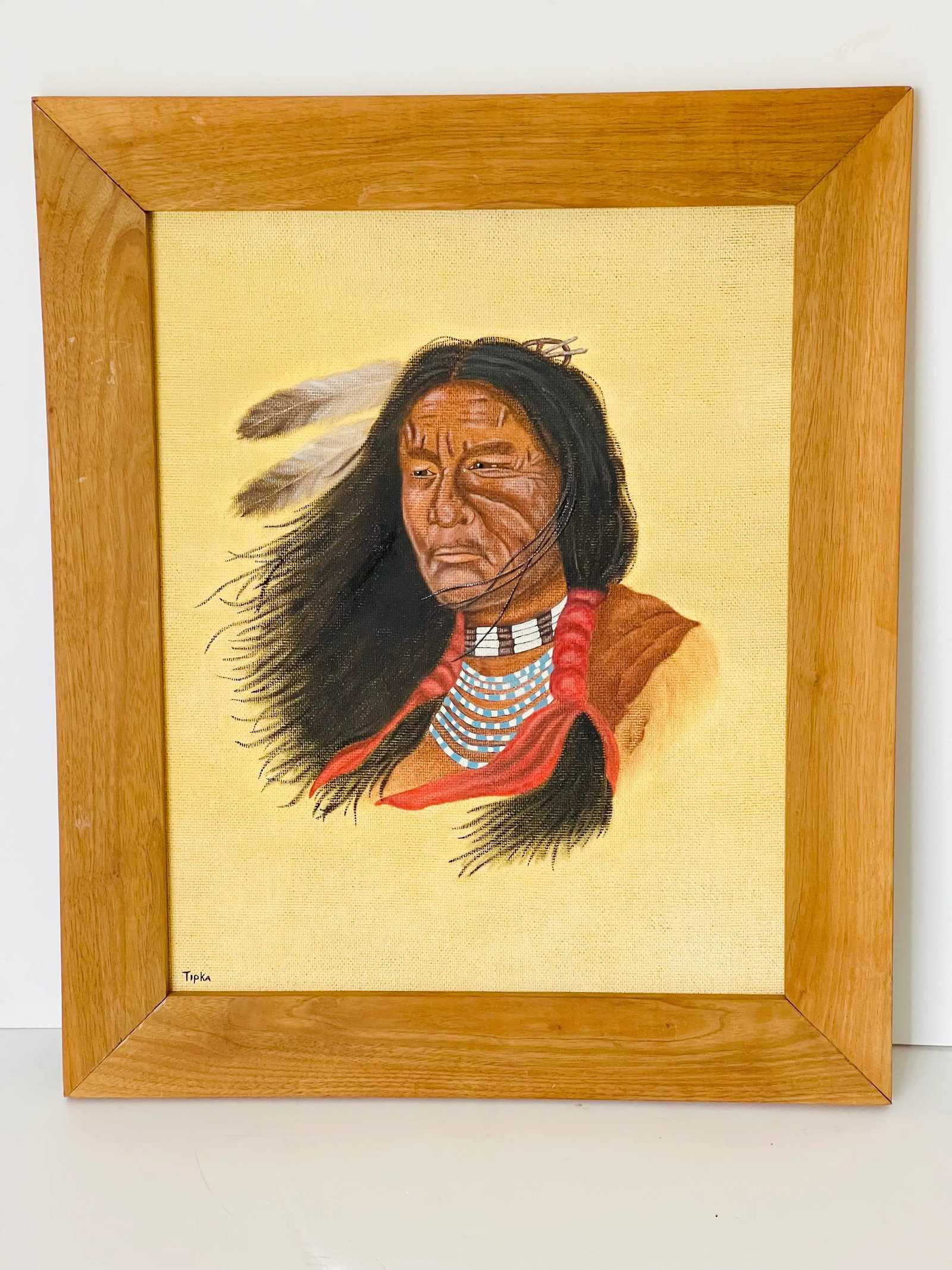 Outsider Folk Art Native American Portrait Signed, Framed - 3