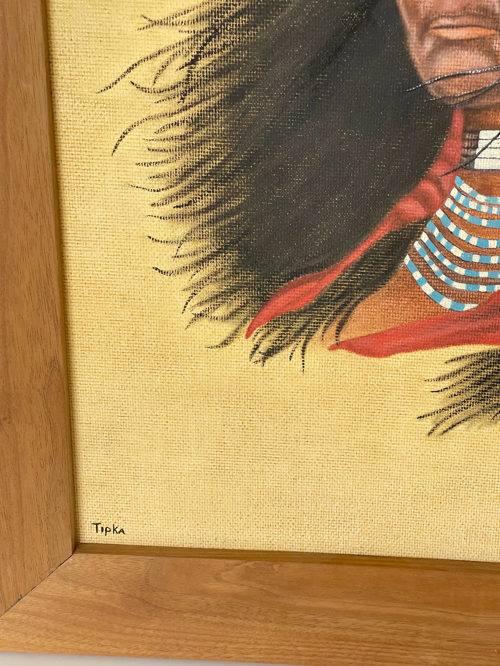 Outsider Folk Art Native American Portrait Signed, Framed - 6