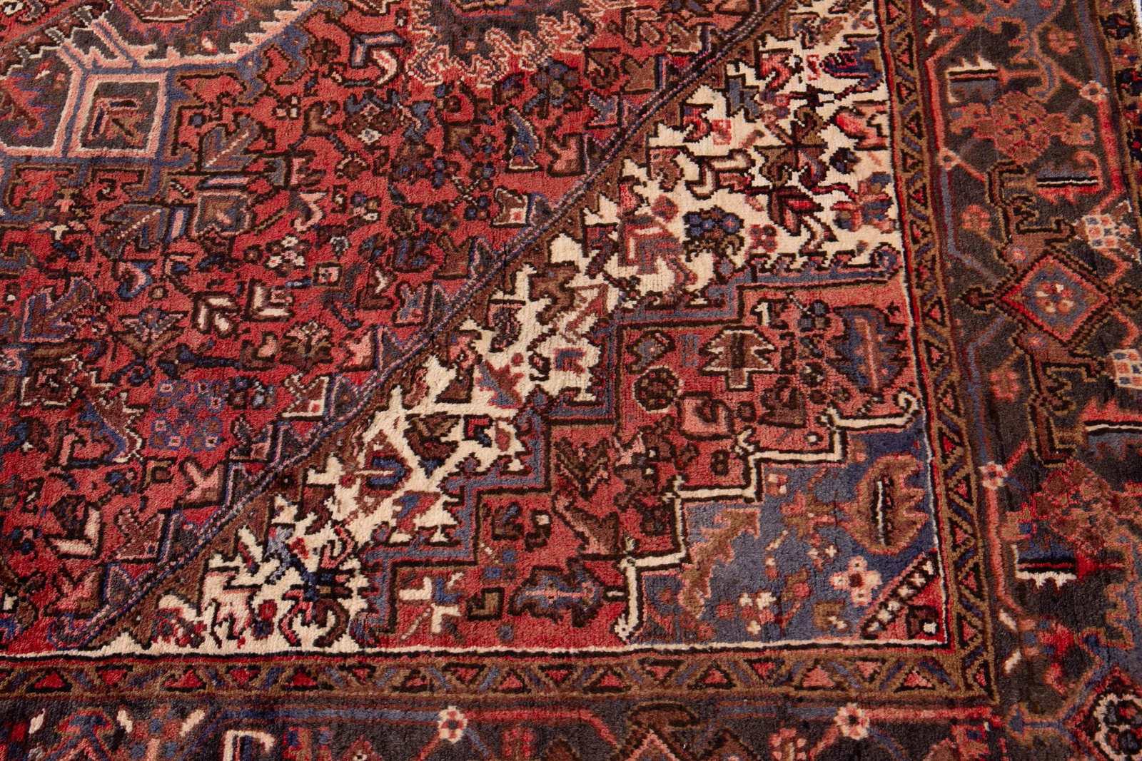 Vintage Persian Heriz Handmade Wool Rug, 7'3" X 9'10" - 12