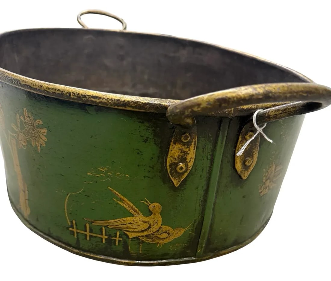 Large Scale Italian Chinoiserie Decorated Tole Jardiniere or Planter - 12