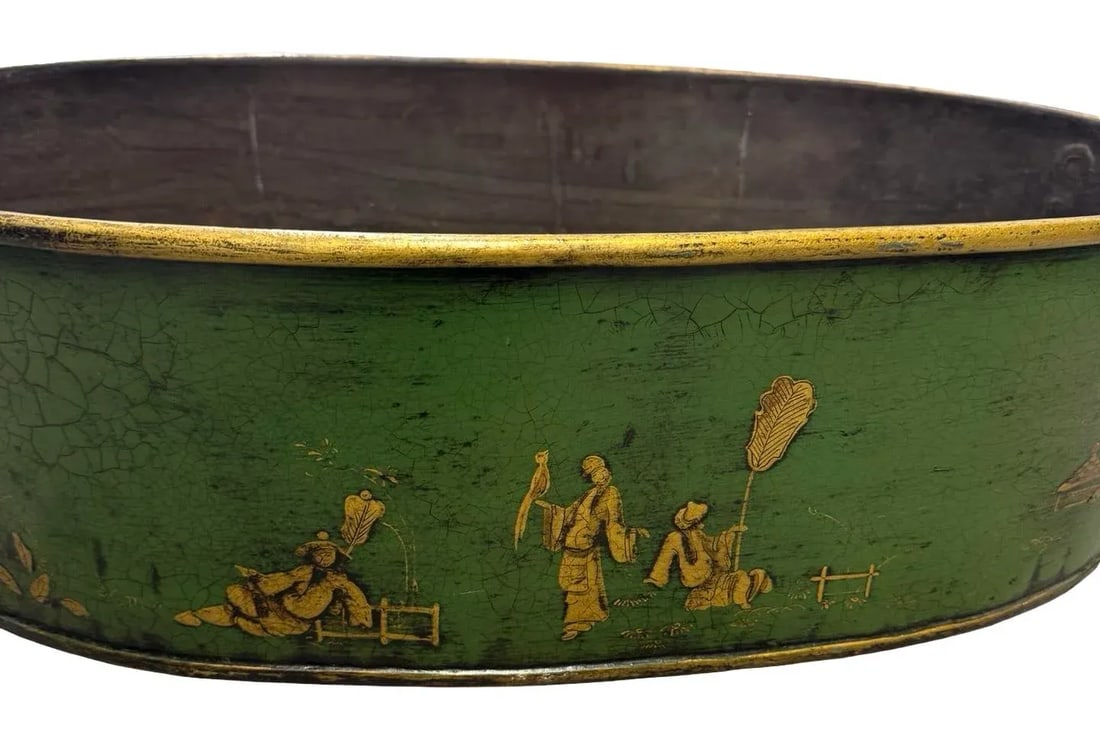 Large Scale Italian Chinoiserie Decorated Tole Jardiniere or Planter - 13