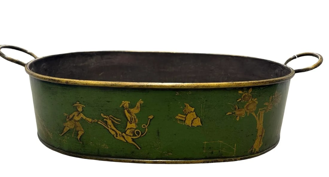 Large Scale Italian Chinoiserie Decorated Tole Jardiniere or Planter - 2