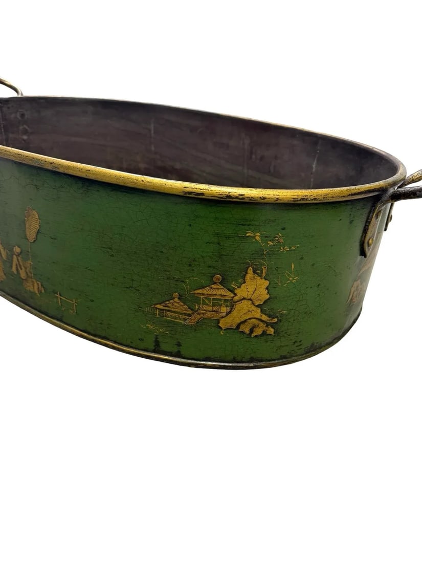 Large Scale Italian Chinoiserie Decorated Tole Jardiniere or Planter - 4