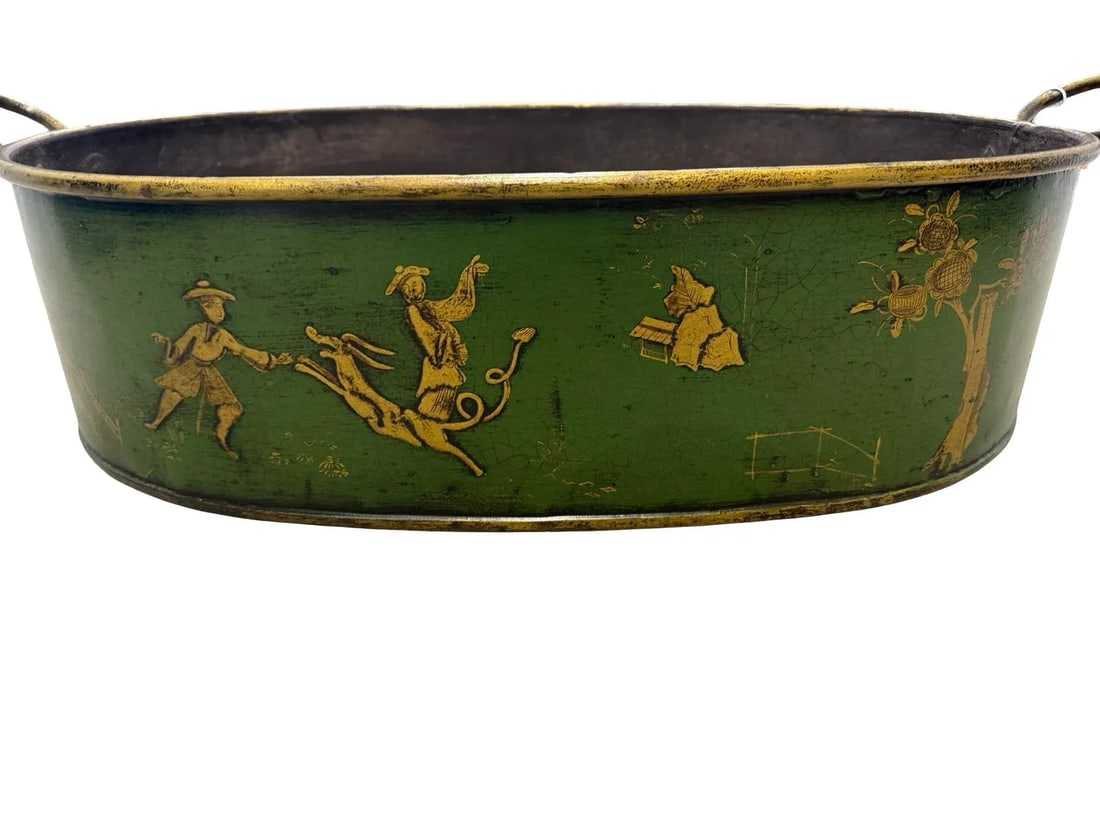 Large Scale Italian Chinoiserie Decorated Tole Jardiniere or Planter - 5