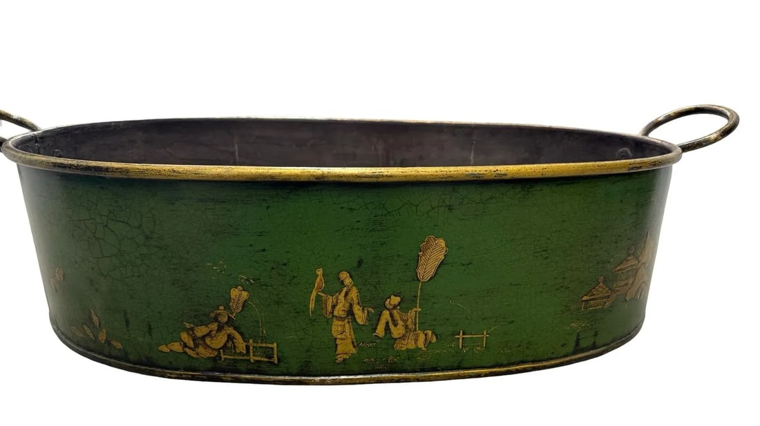 Large Scale Italian Chinoiserie Decorated Tole Jardiniere or Planter - 9