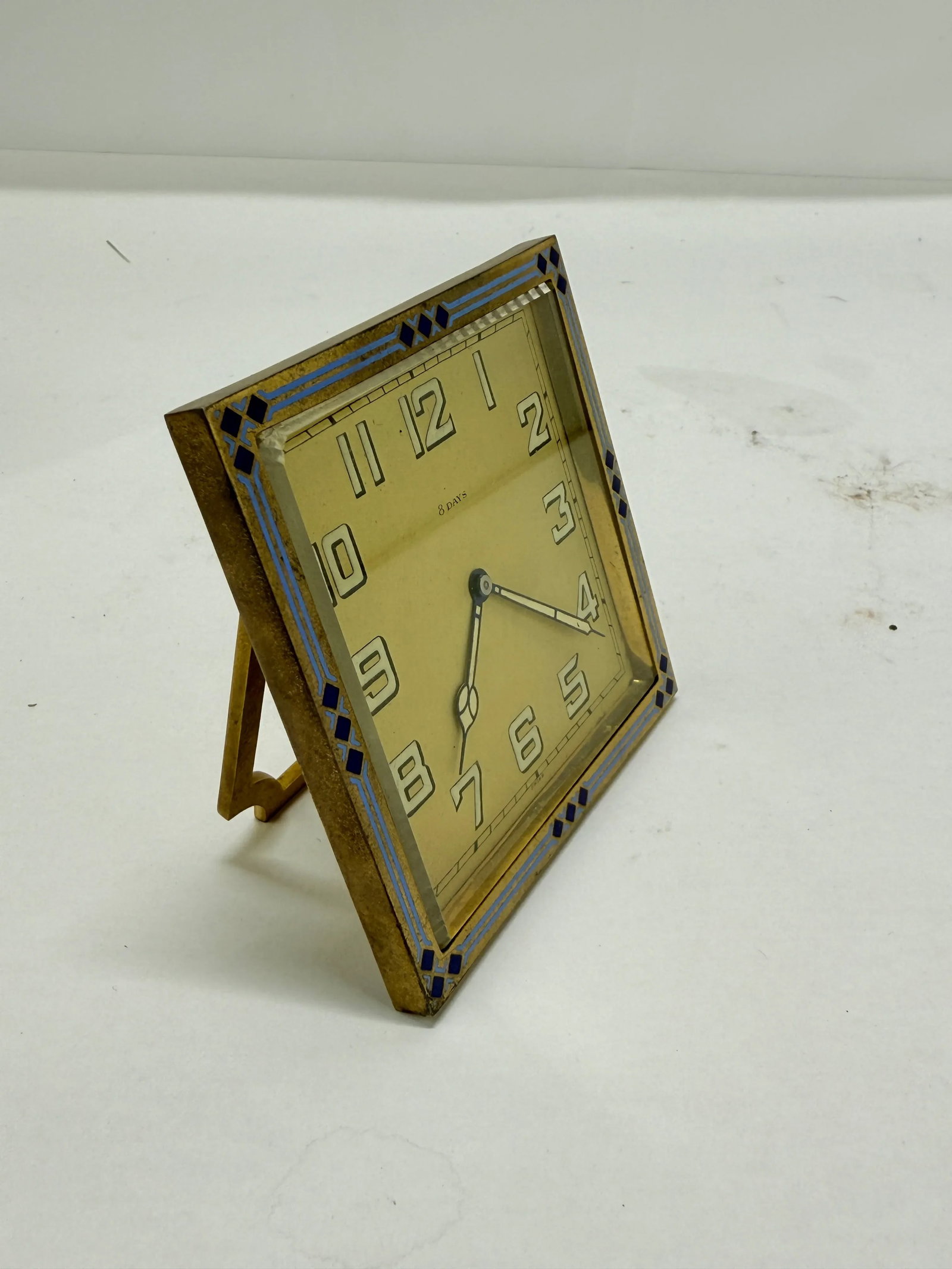 Swiss Art Deco Enamel-Border 8-Day Desk Clock, C. 1925-1935 *Luminescence* - 2