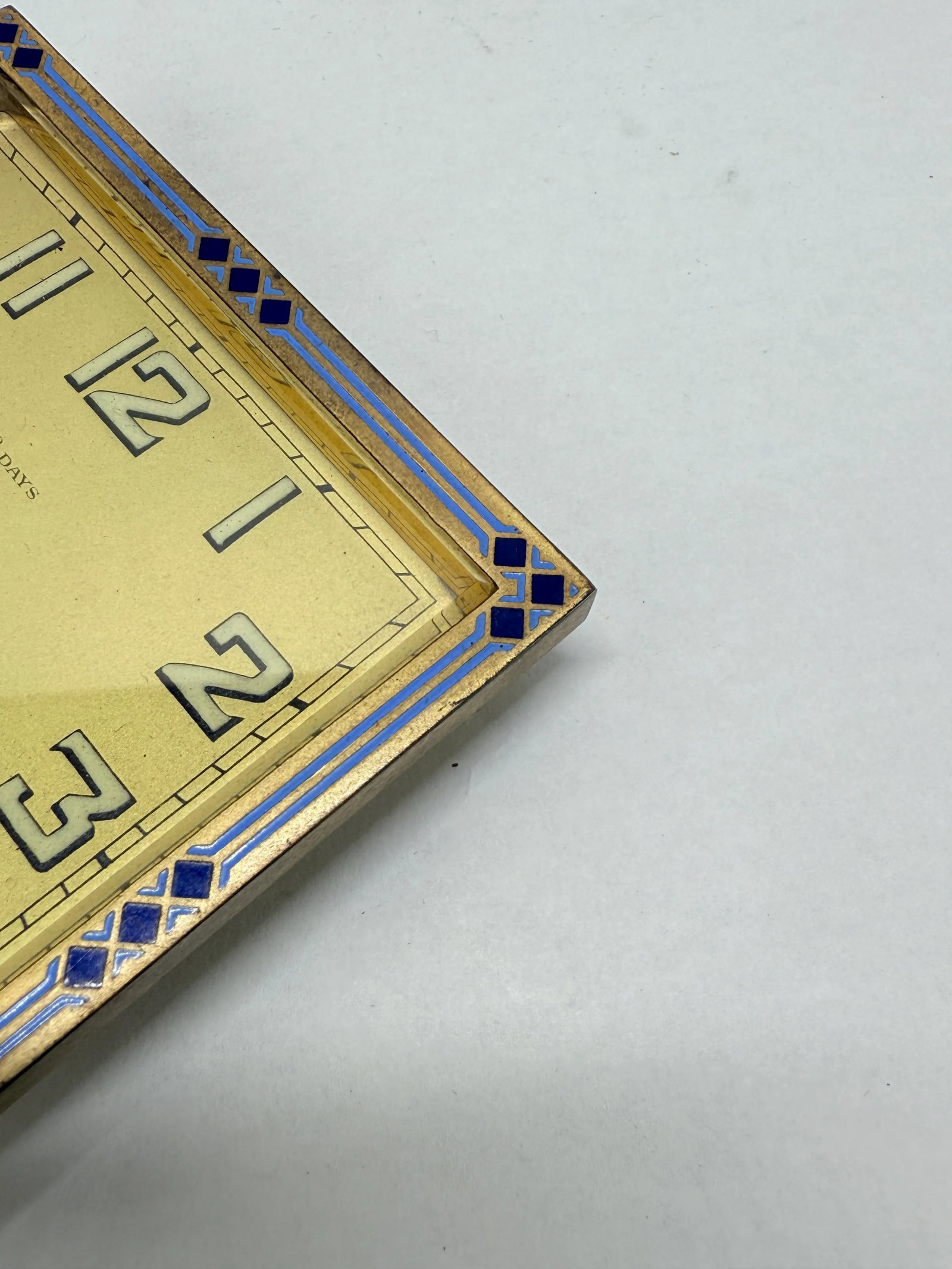 Swiss Art Deco Enamel-Border 8-Day Desk Clock, C. 1925-1935 *Luminescence* - 9
