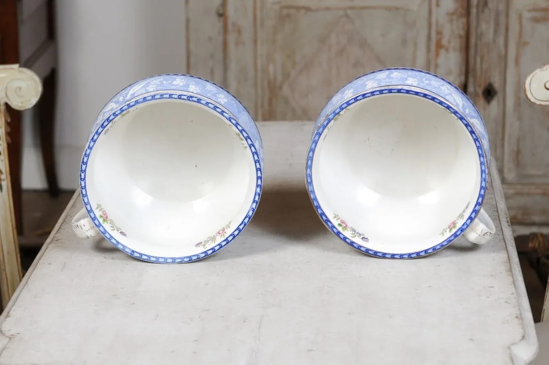 English Booths Blue & White China Bowls Produced for Harrods in London - a Pair - 3