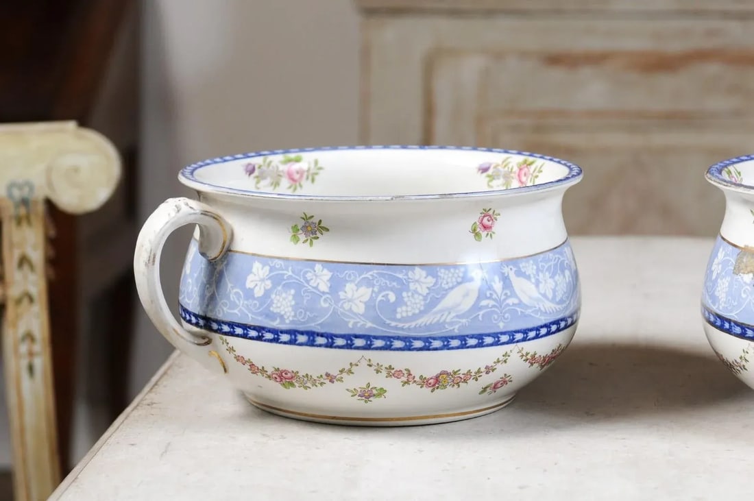 English Booths Blue & White China Bowls Produced for Harrods in London - a Pair - 8