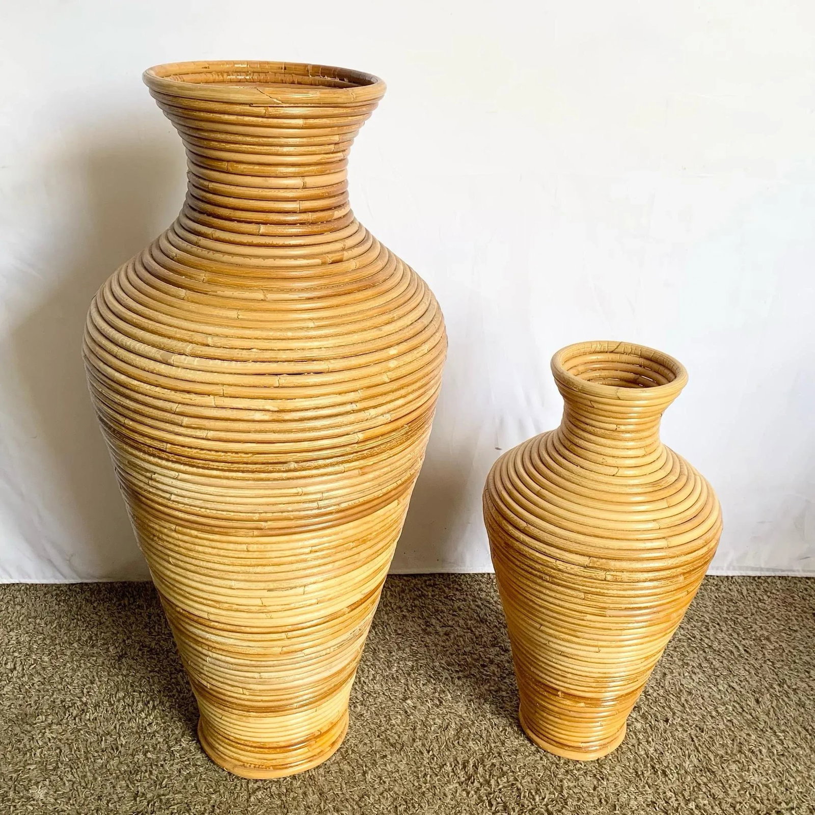 Boho Chic Pencil Reed Vases - Set of 2 - 4