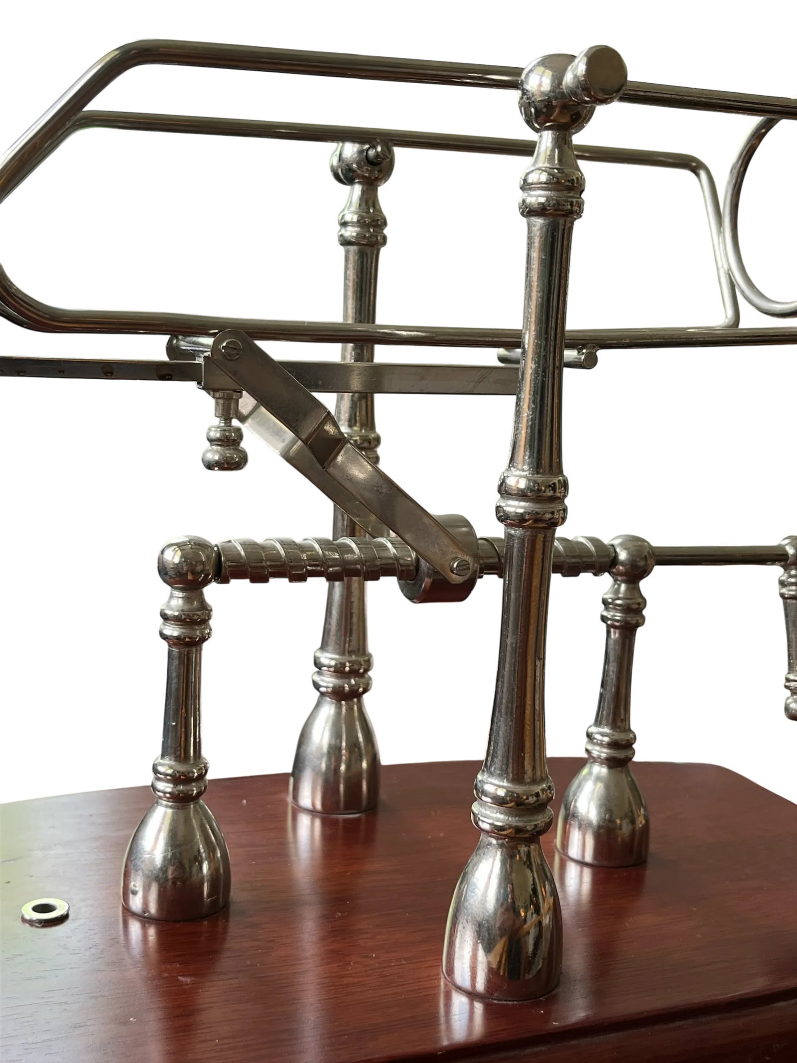 1990s Gattorna Argentina Mechanical Wine Pourer & Decanting Cradle - Nickel With Wood Base - 8