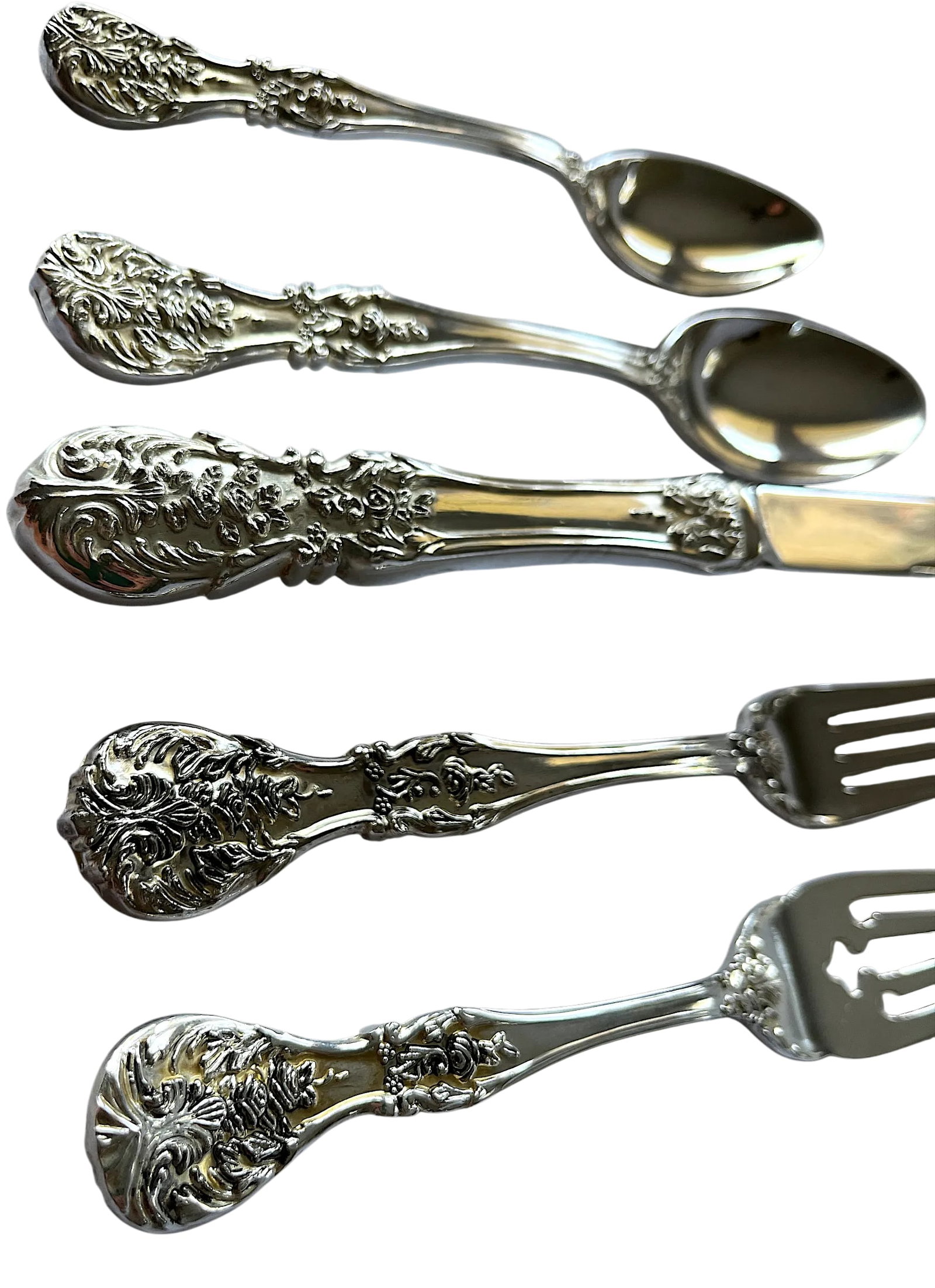 1980s Fb Rogers & Sons "French Rose" After Francis I Silver Plated Flatware Service for 10 With Serv - 10