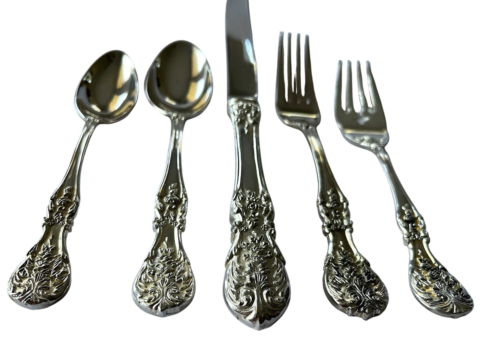 1980s Fb Rogers & Sons "French Rose" After Francis I Silver Plated Flatware Service for 10 With Serv - 2