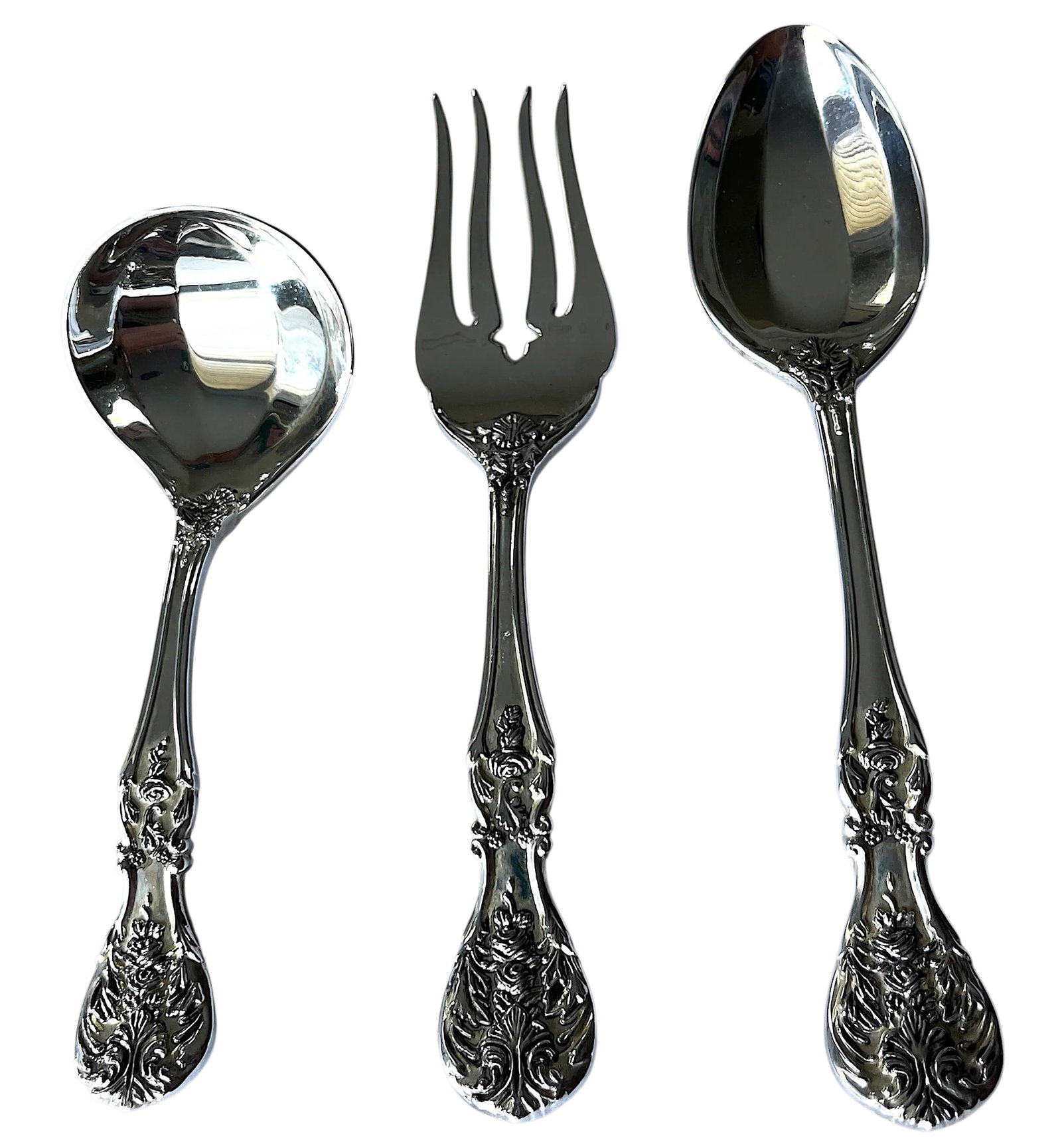1980s Fb Rogers & Sons "French Rose" After Francis I Silver Plated Flatware Service for 10 With Serv - 3