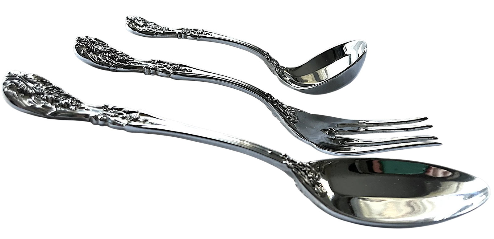 1980s Fb Rogers & Sons "French Rose" After Francis I Silver Plated Flatware Service for 10 With Serv - 4