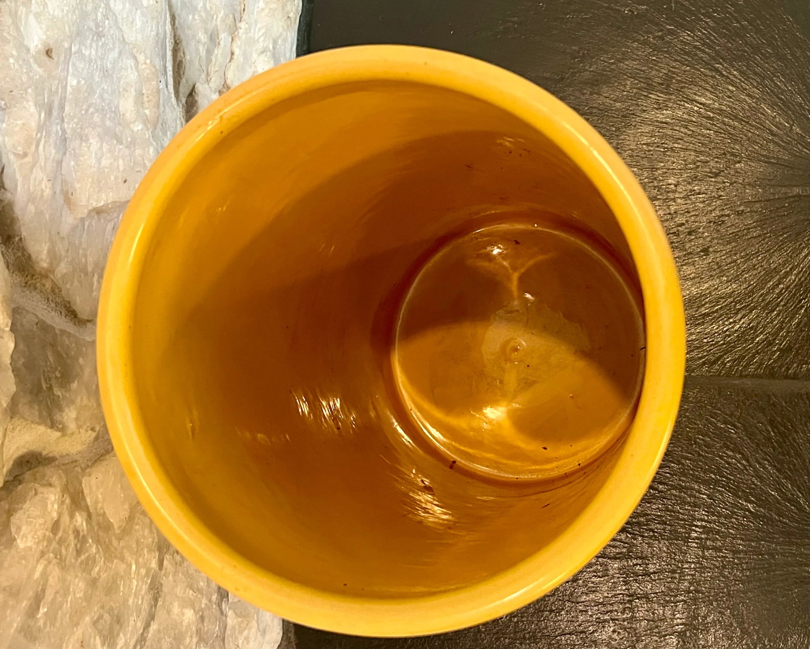 Mid 20th Century Vintage Yellow Glazed Ceramic Umbrella Stand / Planter - 3