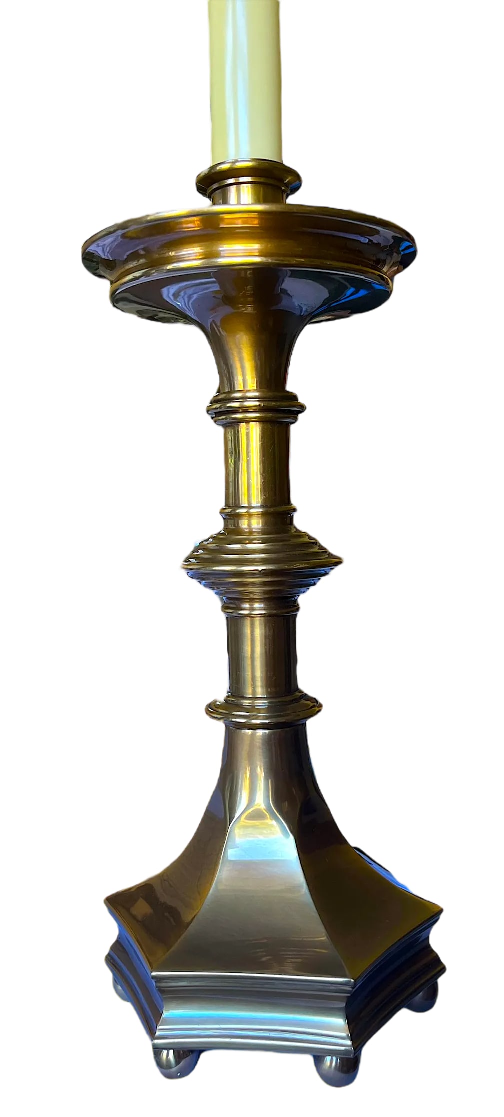 Vintage Frederick Cooper Solid Brass Candlestick Style Table Lamp - Colonial Revival Style - 2