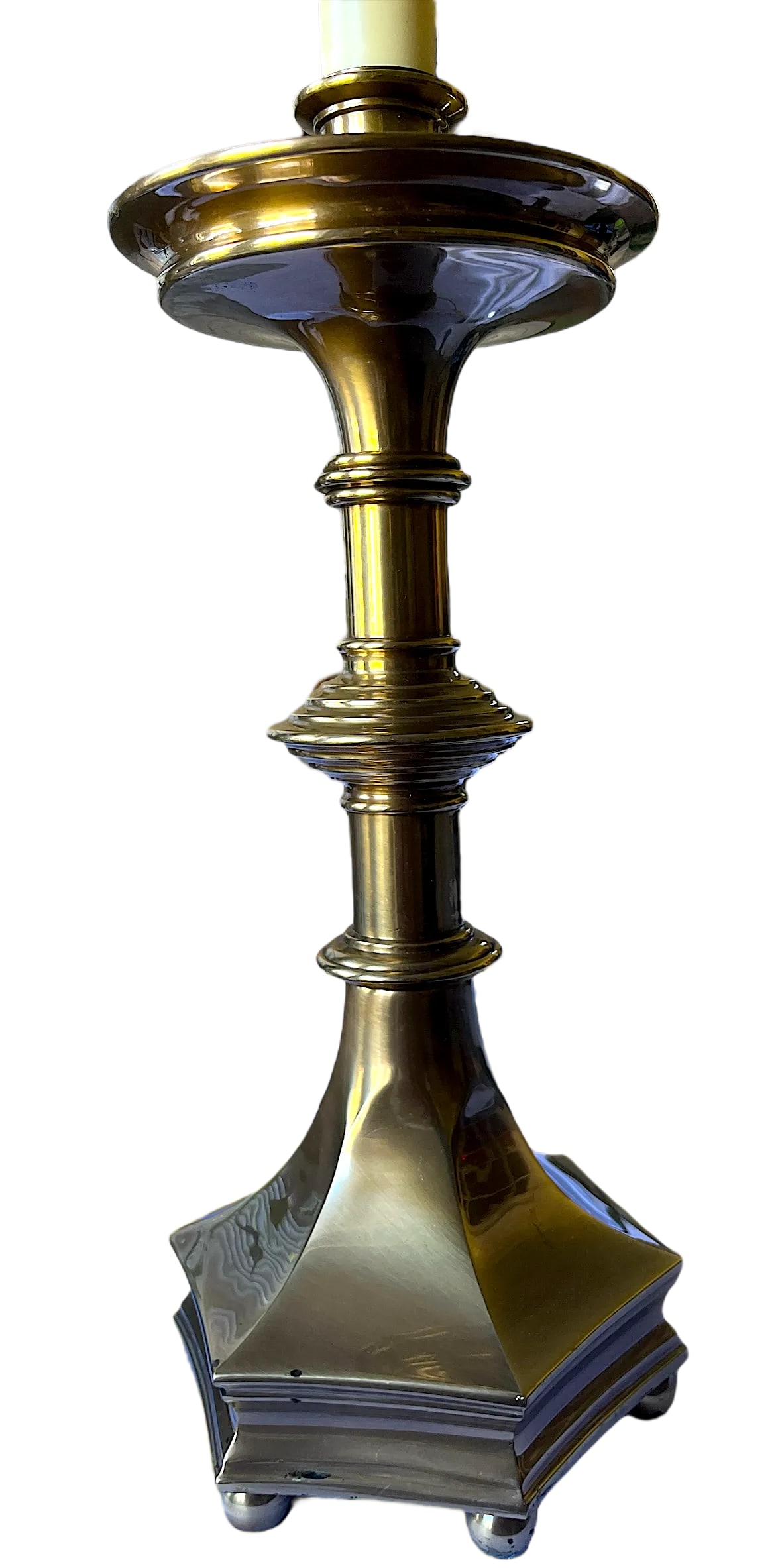 Vintage Frederick Cooper Solid Brass Candlestick Style Table Lamp - Colonial Revival Style - 4