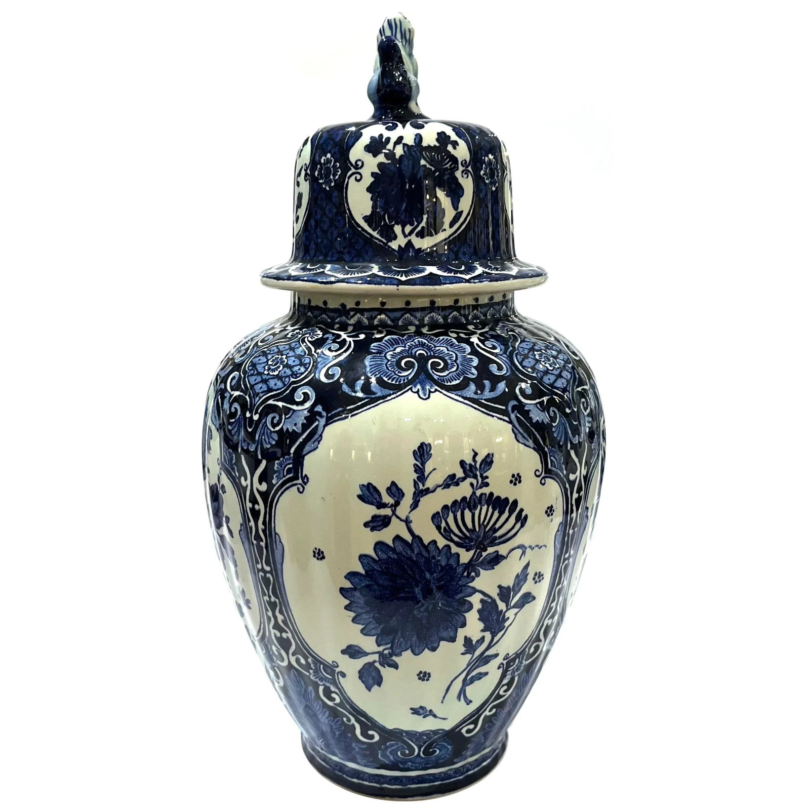 1960's Chinoiserie Delft Ginger Jar - Royal Sphinx Holland by Boch - 4