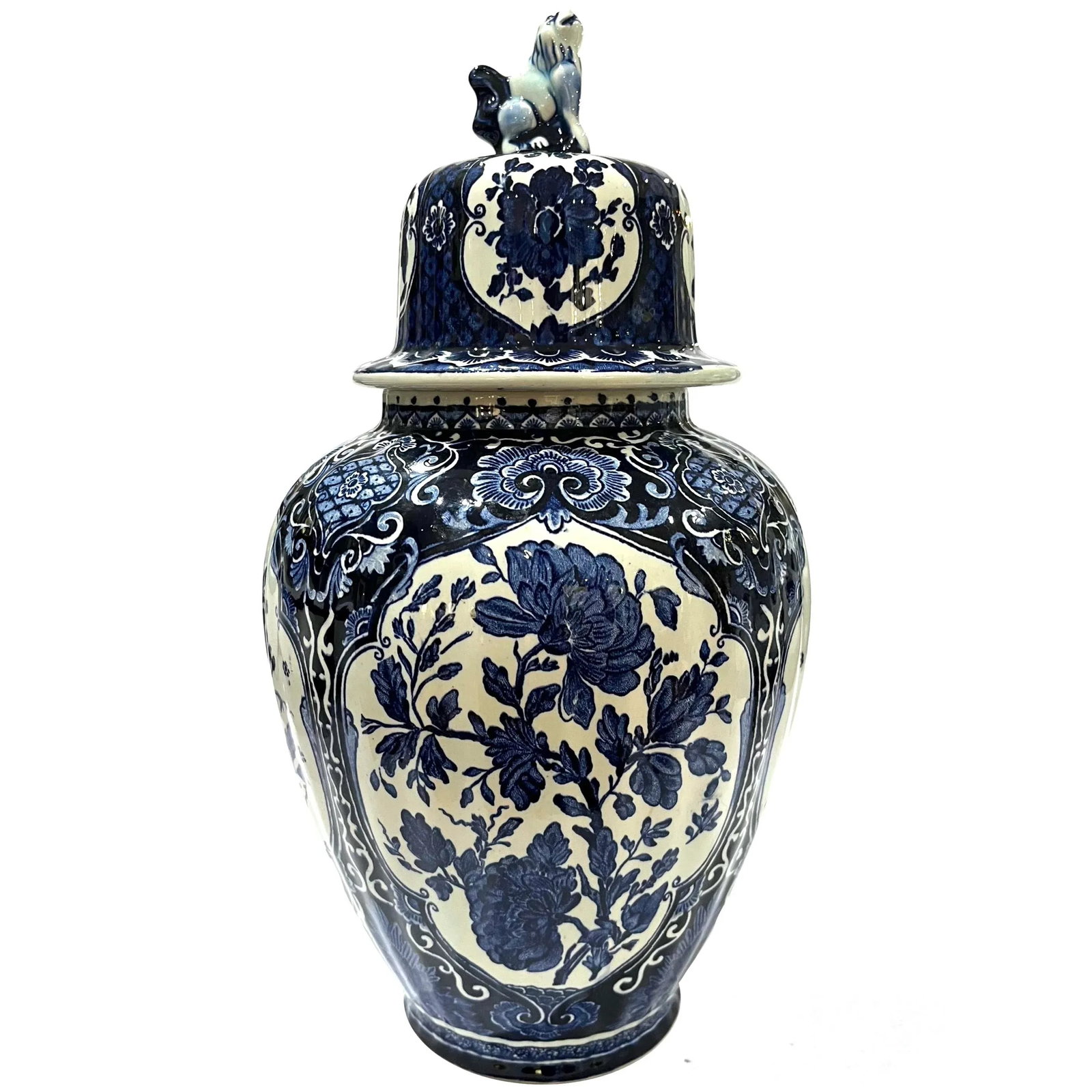 1960's Chinoiserie Delft Ginger Jar - Royal Sphinx Holland by Boch - 6
