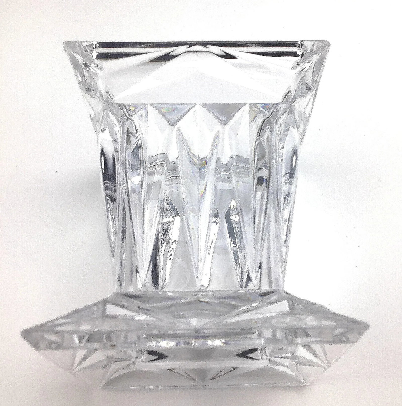 Vintage Art Deco Crystal Flower Vase - 8